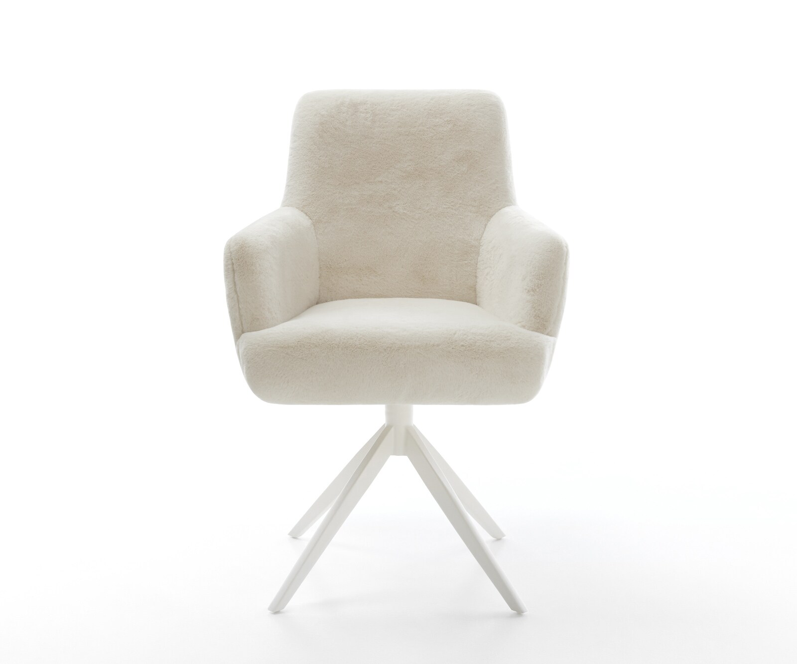 Draaistoel Heira-Flex met armleuning pluchen crème-wit kruisframe breed wit 360° draaibaar rocker-functie pocketveer kern 2