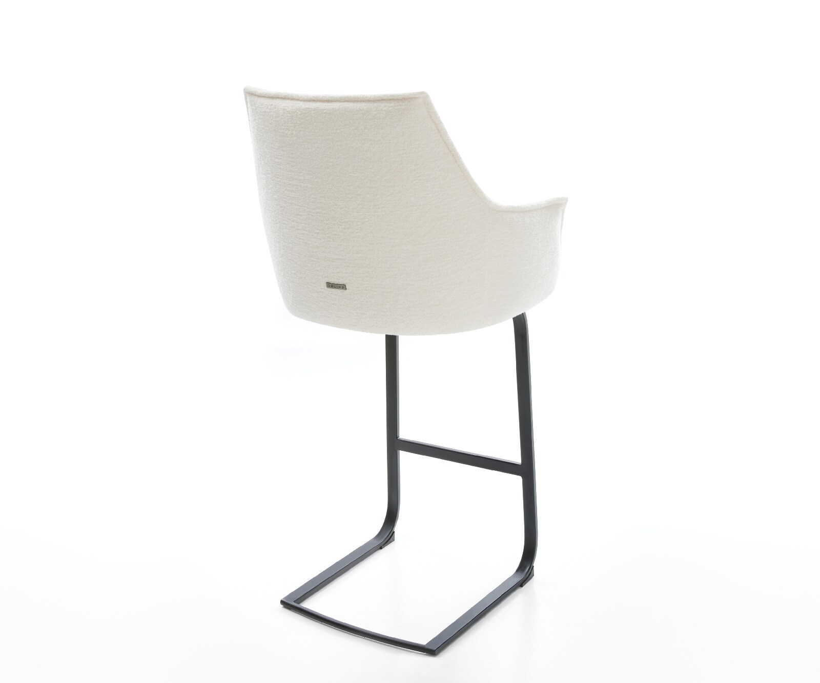 Barstoel Alja-Flex Bouclé zacht Beige Vrijkantelframe plat metaal Zwart Pocketvering 4