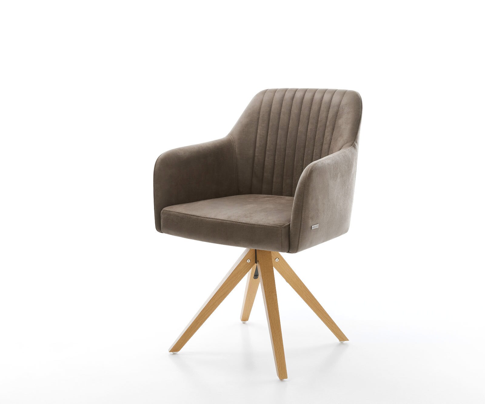 Eetkamerstoel Greg-Flex microvelours taupe vintage houten frame hoekig natuur pocketveer kern