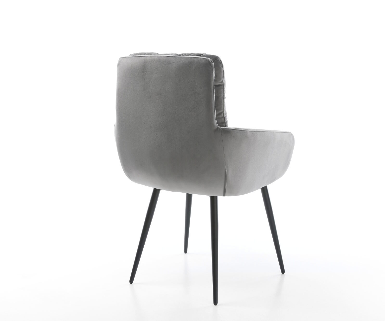 Eetkamerstoel Abelia-Flex met armleuning fluweel grijs 4-poot conisch zwart 4 Eetkamerstoel Abelia-Flex met armleuning fluweel grijs 4-poot conisch zwart 4