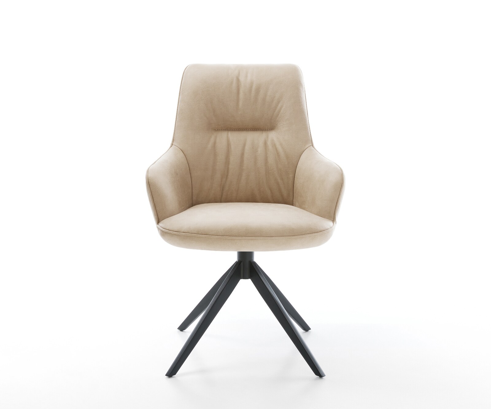 Draaistoel Zelia-Flex met armleuning microvelours beige vintage kruisframe breed zwart 360° draaibaar rocker-functie pocketveer kern 2