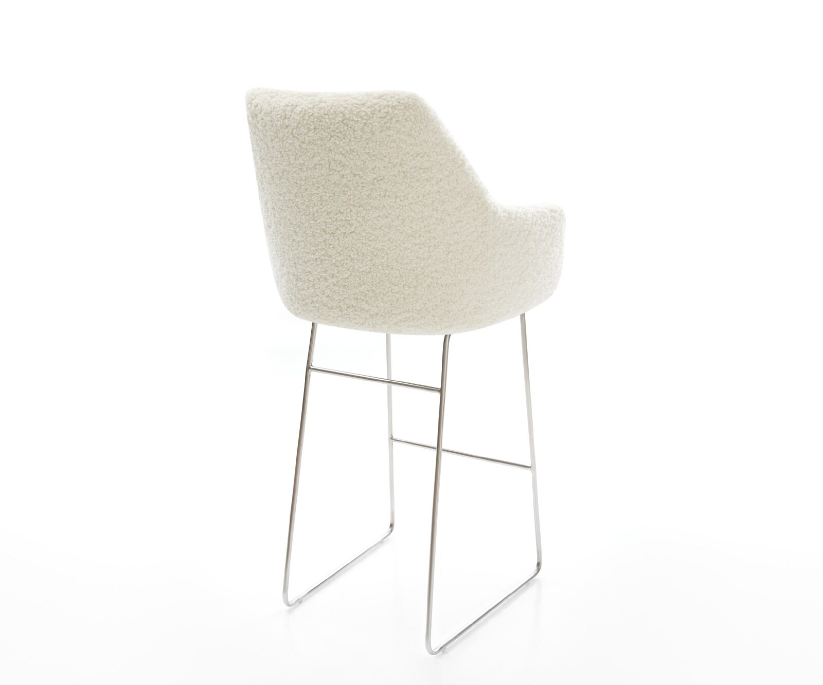 Barstoel Alja-Flex Teddystof Beige Sledeonderstel roestvrij staal Zilver Pocketvering 5