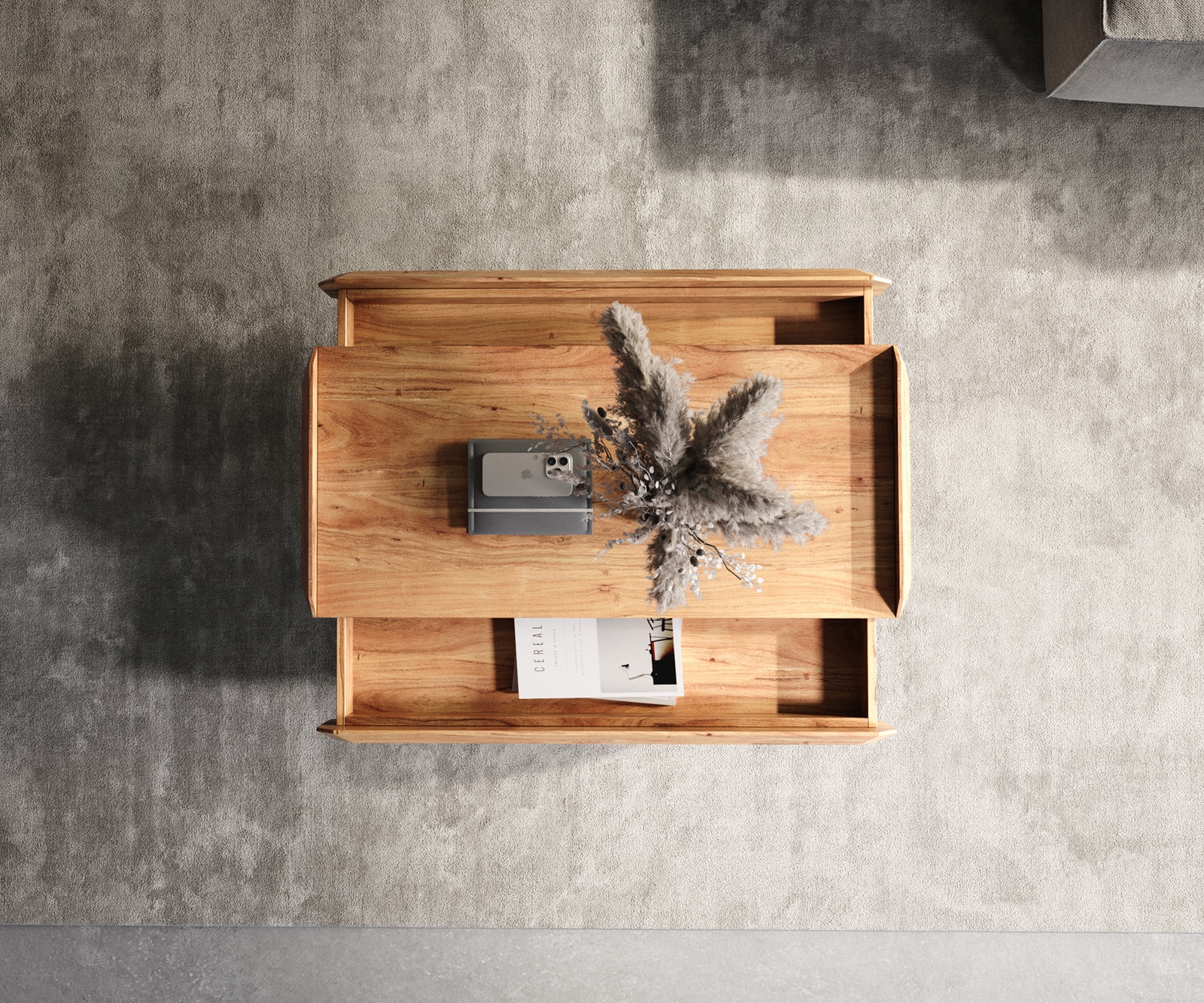 Salontafel Kiano 100x50 cm natuur acacia 2 laden V-poot zwart 4 Salontafel Kiano 100x50 cm natuur acacia 2 laden V-poot zwart 4