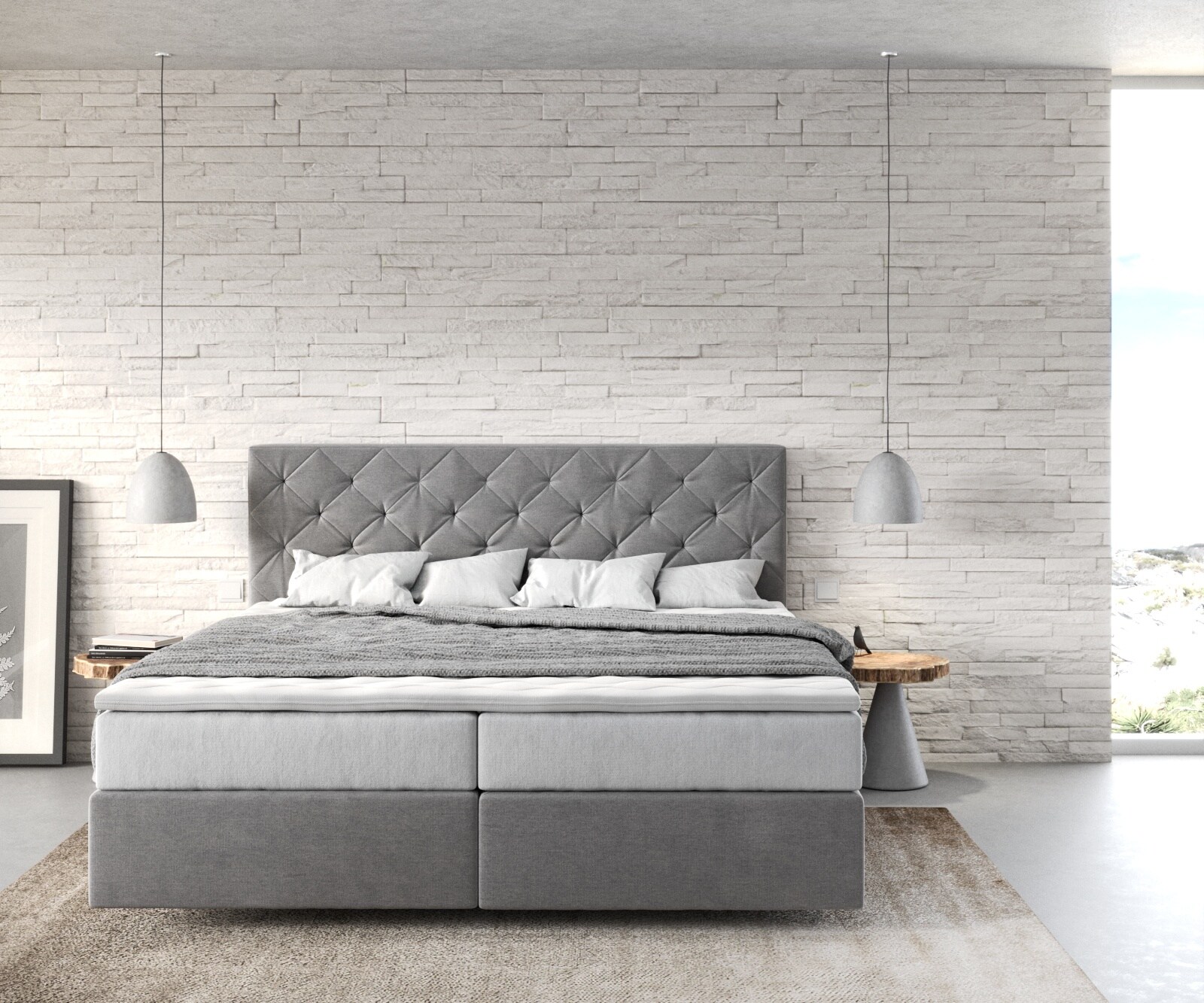 Boxspringbed Dream-Great 180x200 cm Microvezel Grijs met TFK Matras en Visco Topper 1