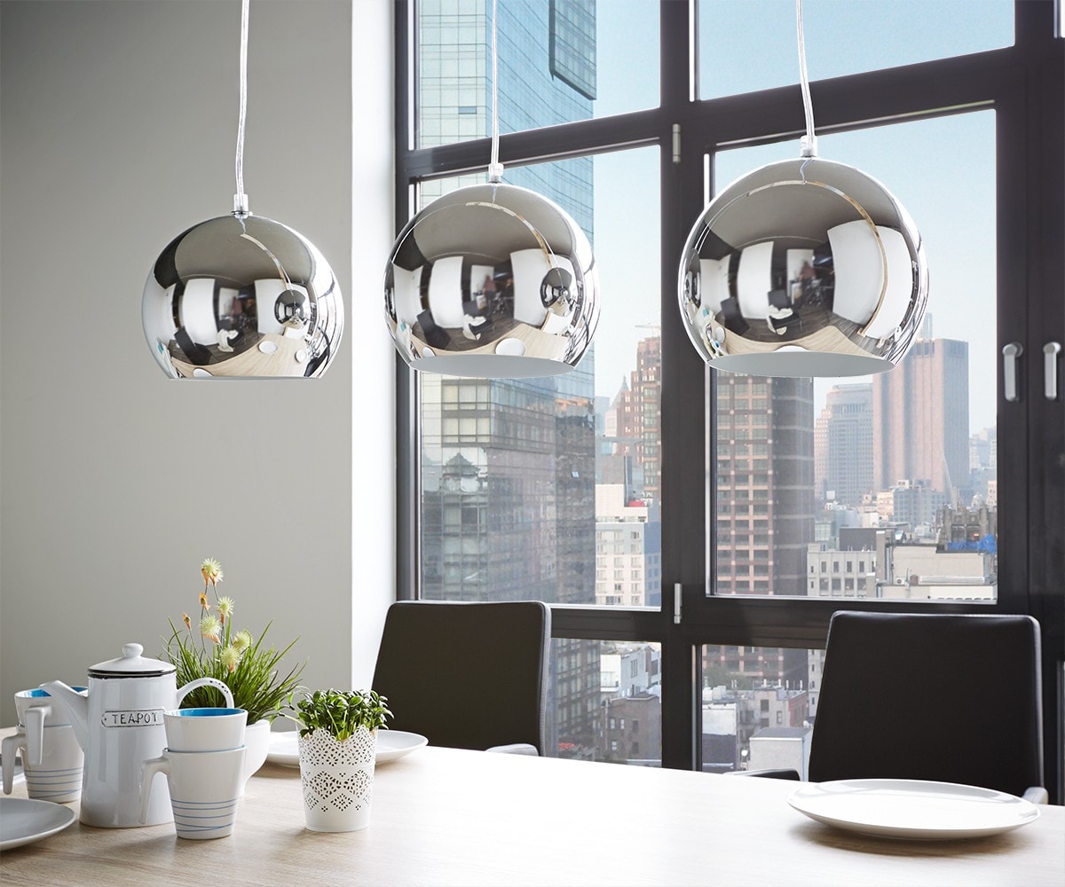 Plafondlamp Pentola 75 cm chroom zilverkleurig metaal Plafondlamp Pentola 75 cm chroom zilverkleurig metaal