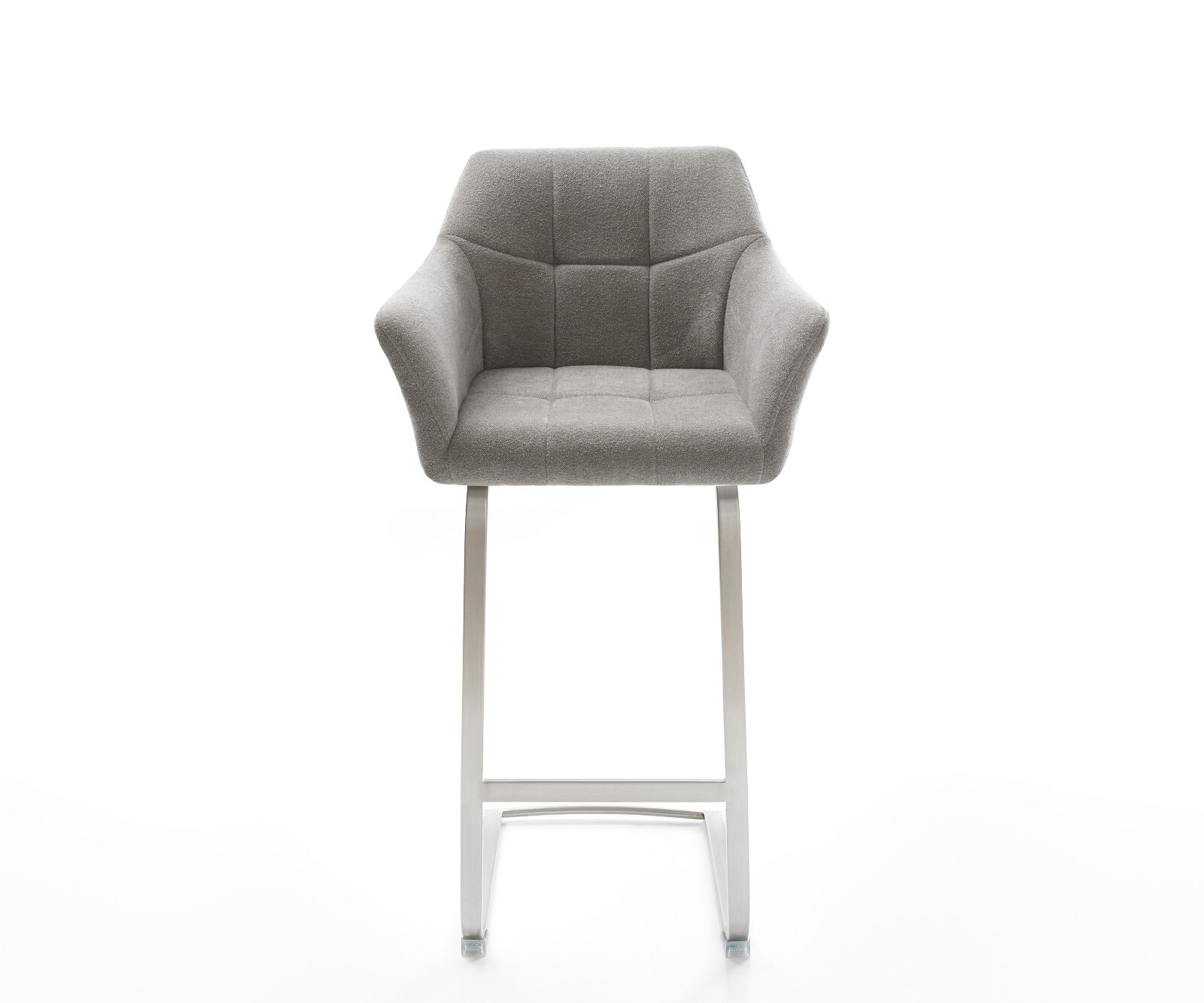 Barstoel Yulo-Flex Zachte stof met structuur Grijs Vrijkantelframe plat roestvrij staal Zilver 2