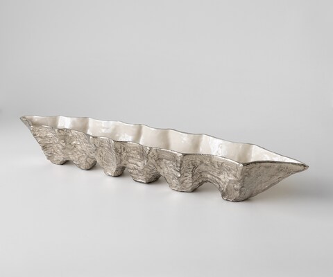 Schaal Riffa B100 x D19 x H15 cm Aluminium Platin Opal Handgemaakt