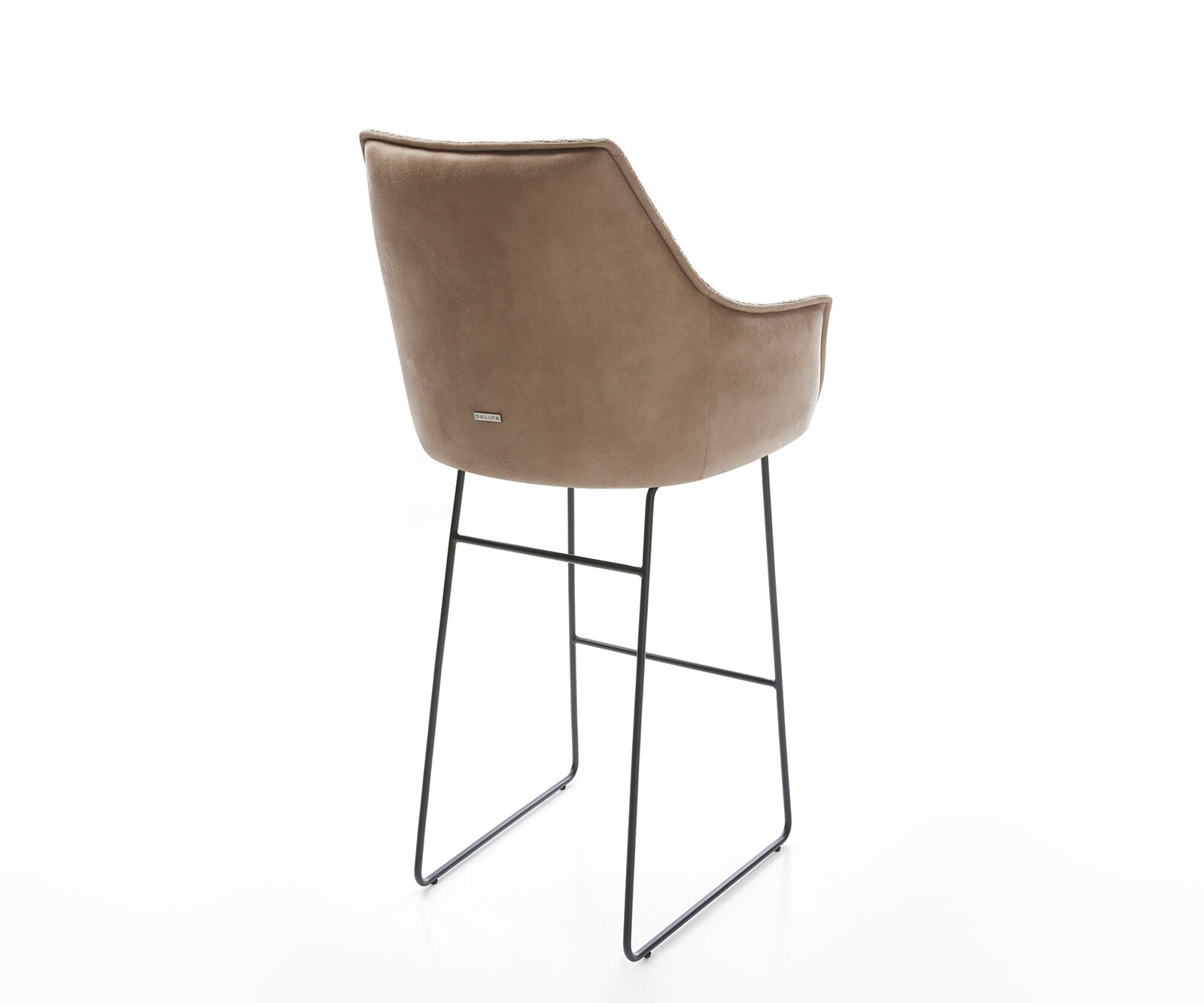 Barstoel Alja-Flex materiaalmix microvezel Mud / bouclé Mud sledeframe metaal zwart pocketvering 5