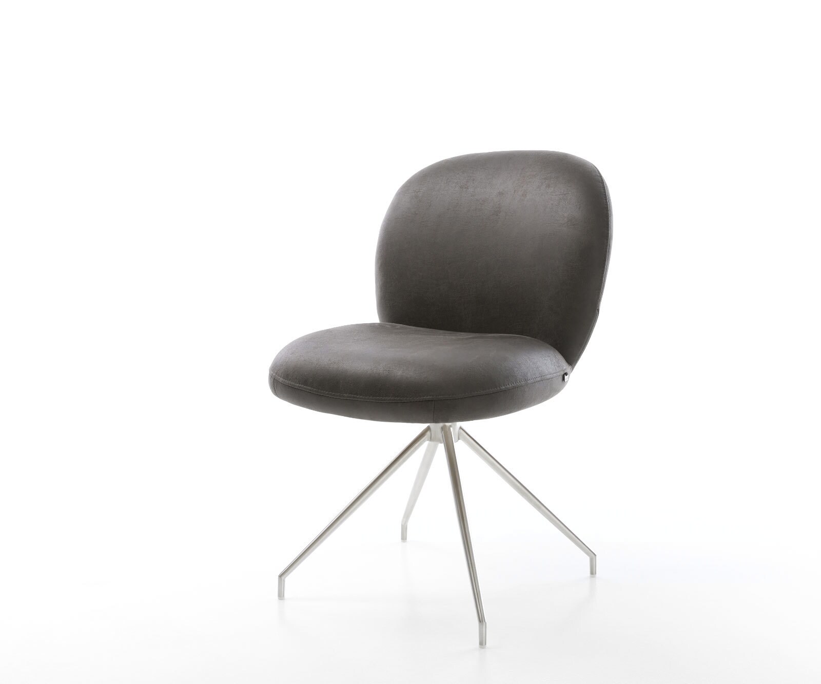 Draaistoel Nube-Flex microvelours antraciet vintage kruisframe conisch roestvrij staal 180° draaibaar pocketveer kern