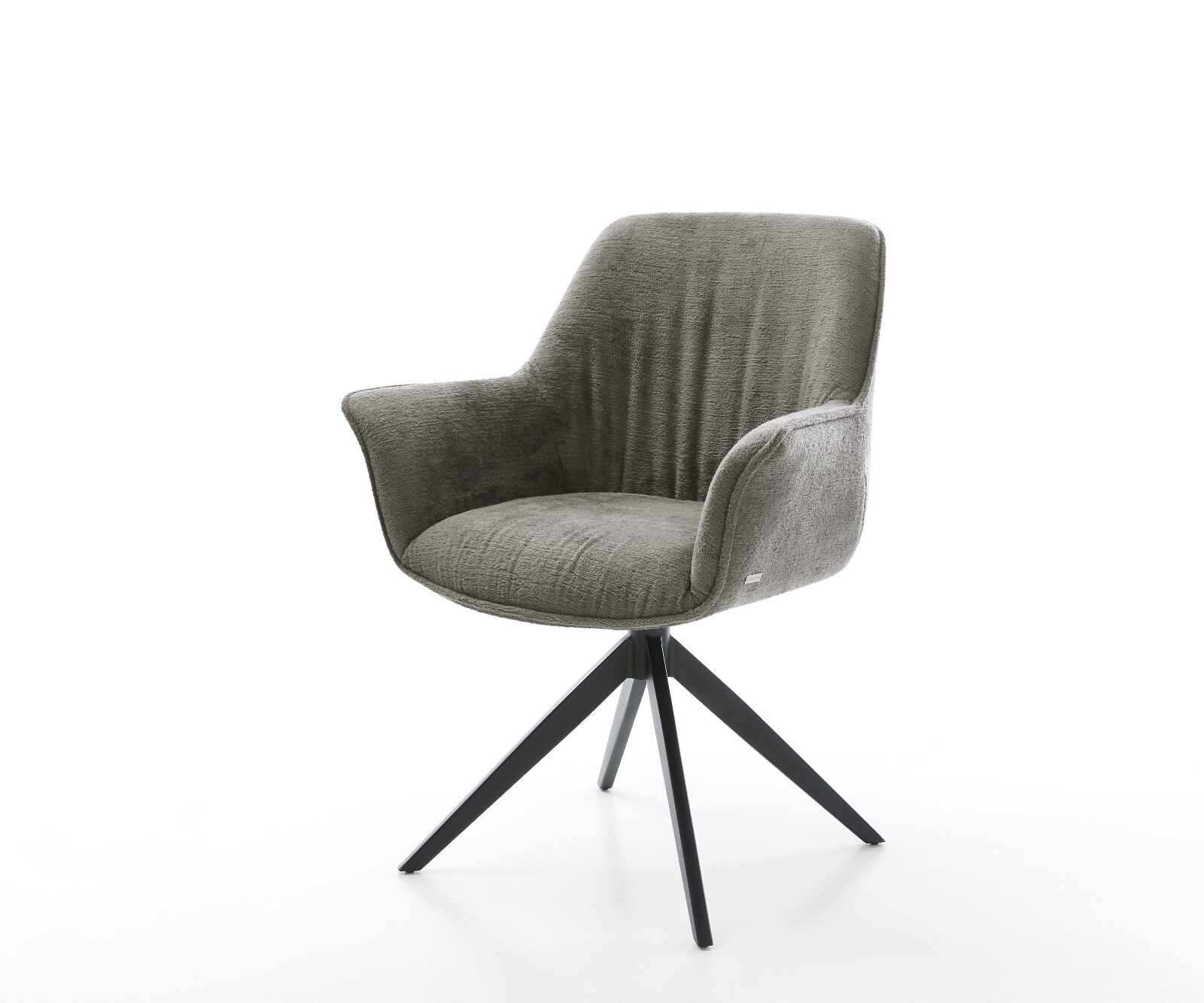 Draaistoel Keila-Flex met armleuning bouclé zacht mud kruisframe breed zwart 360° draaibaar rocker-functie 1