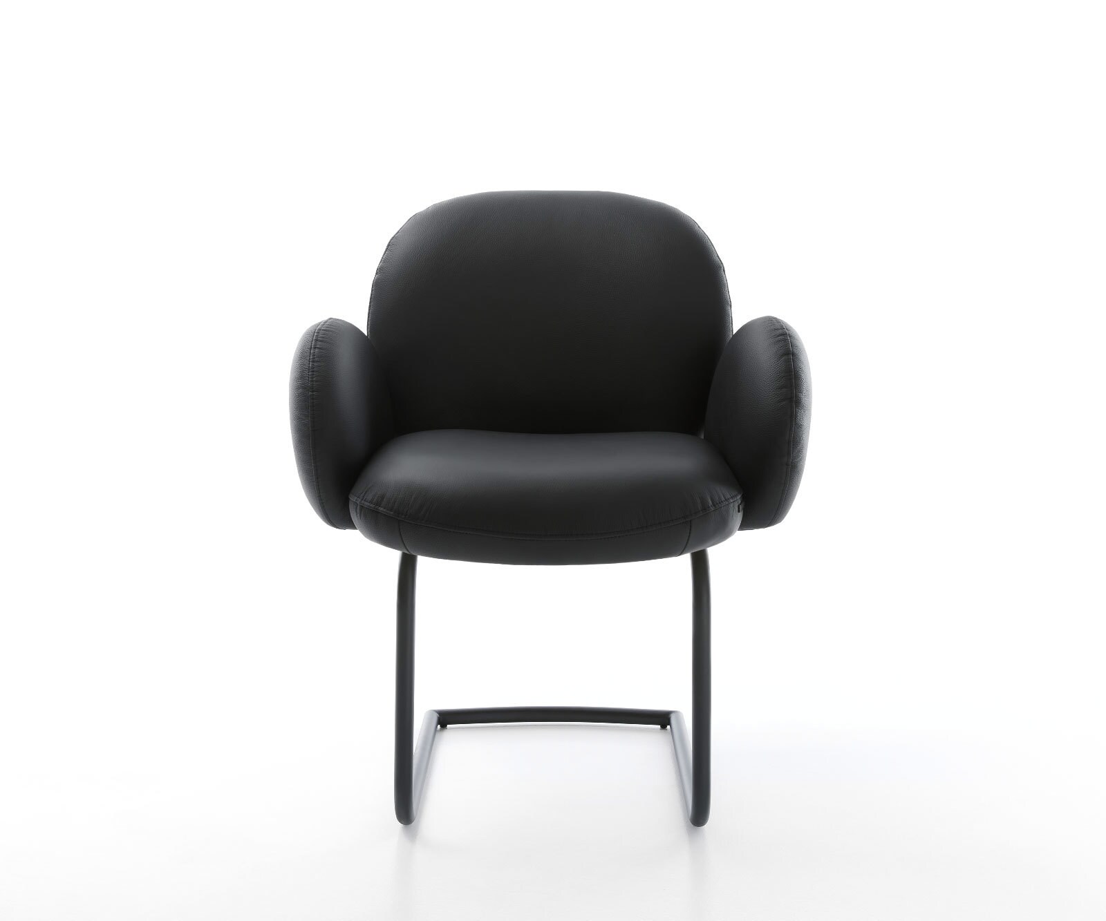 Sledemodel Nube-Flex met armleuning echt leer zwart sledemodel rond zwart pocketveer kern 1