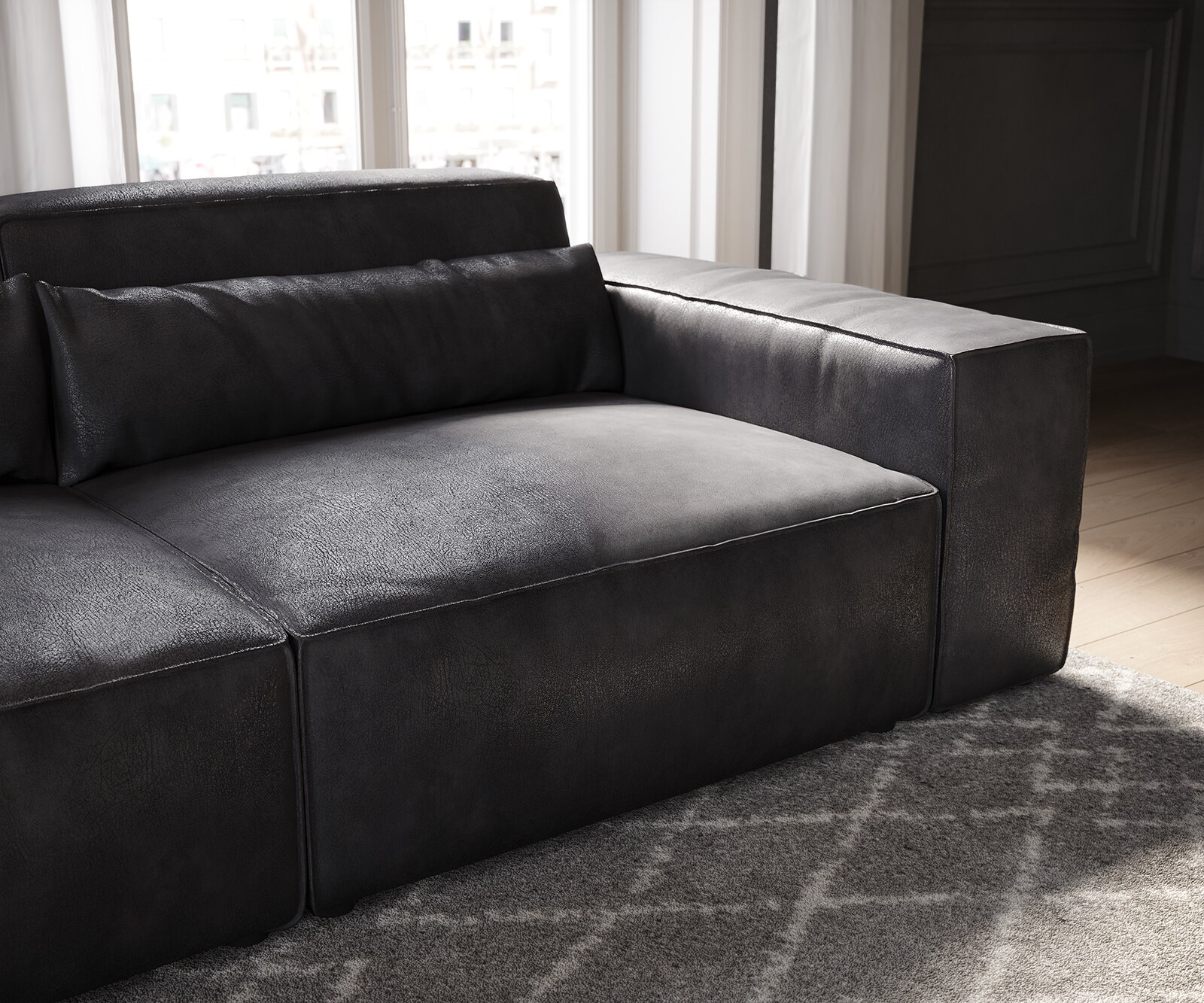 Grote bank Sirpio 230x95 cm Vintage kunstleer antraciet 5 Grote bank Sirpio 230x95 cm Vintage kunstleer antraciet 5