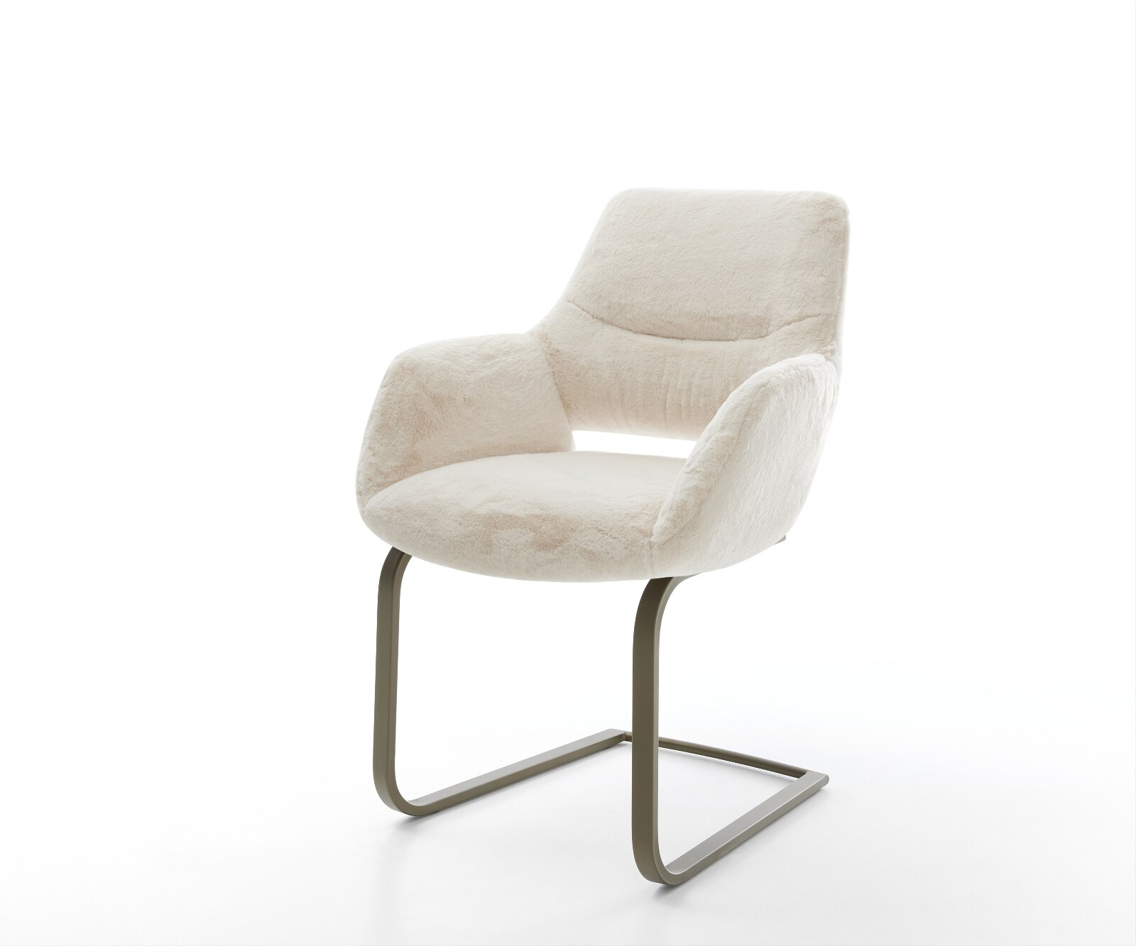 Sledemodel Yago-Flex met armleuning pluchen crème-wit sledemodel vlak afwerking met titanium pocketveer kern 1