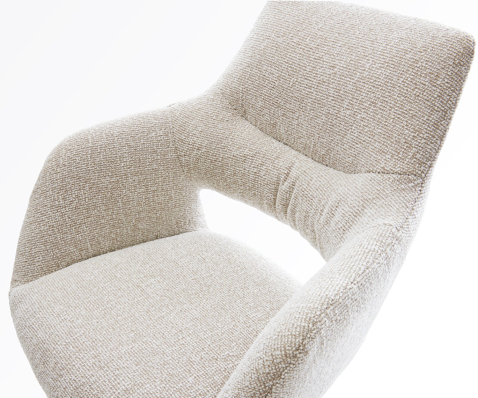 Barstoel Yago-Flex Zachte Geweven stof Beige Vrijkantelframe plat roestvrij staal Zilver Pocketvering 4