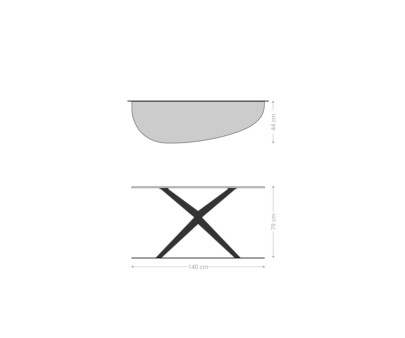 Consoletafel Edge Oval 140x40 cm Keramiek Beton Grijs Estelo Metaal Zwart 8