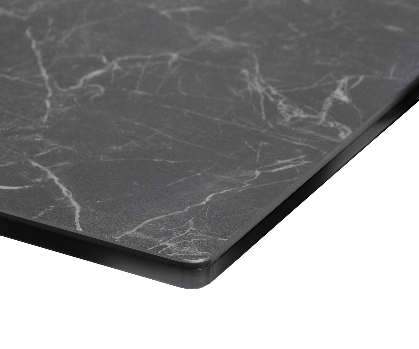 Eettafel Edge 180-220x100cm Laminam® keramiek grijs middenpoot kruis zilver 4