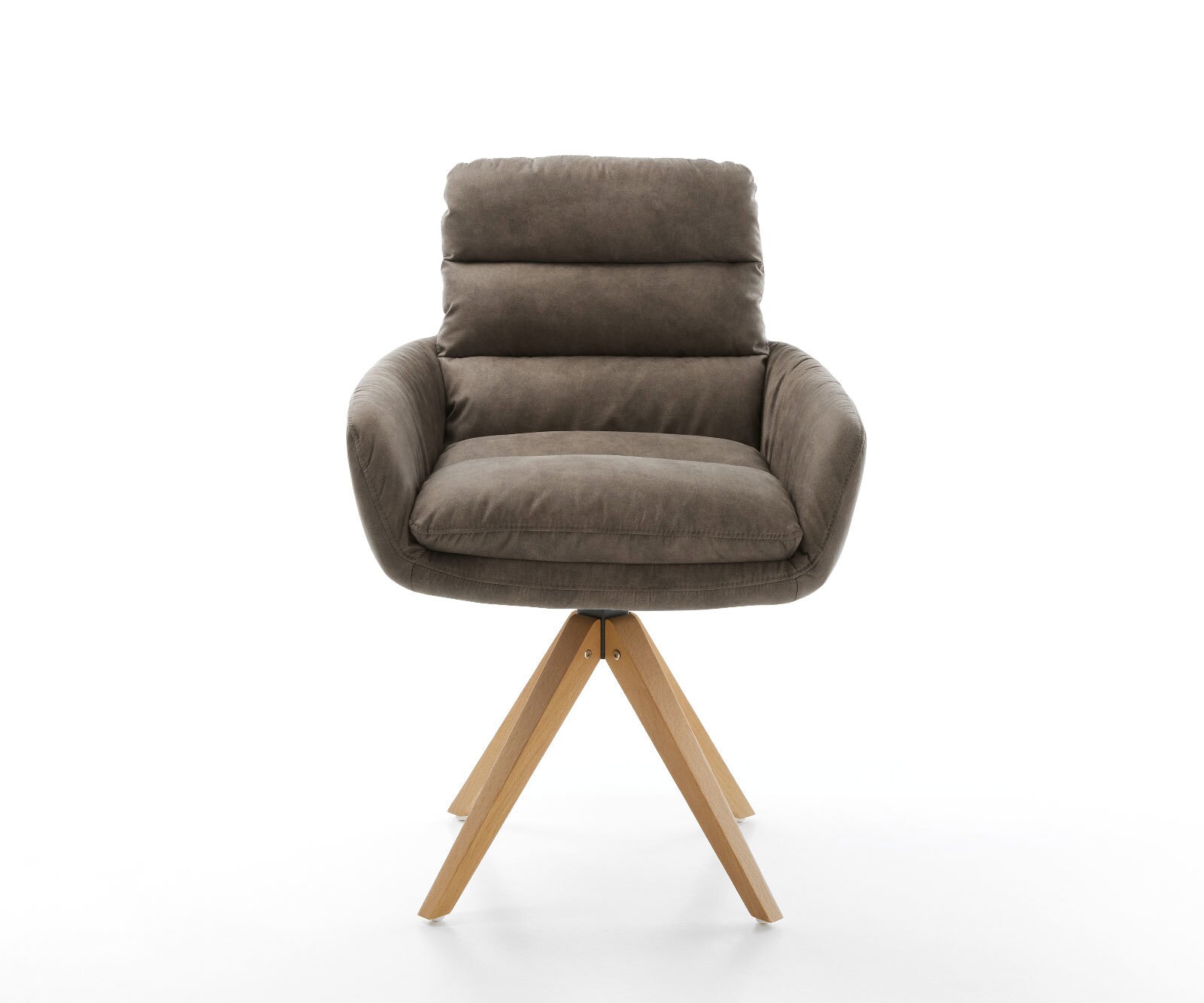 Eetkamerstoel Abelia-Flex met armleuning microvelours taupe vintage houten frame hoekig natuur 1 Eetkamerstoel Abelia-Flex met armleuning microvelours taupe vintage houten frame hoekig natuur 1