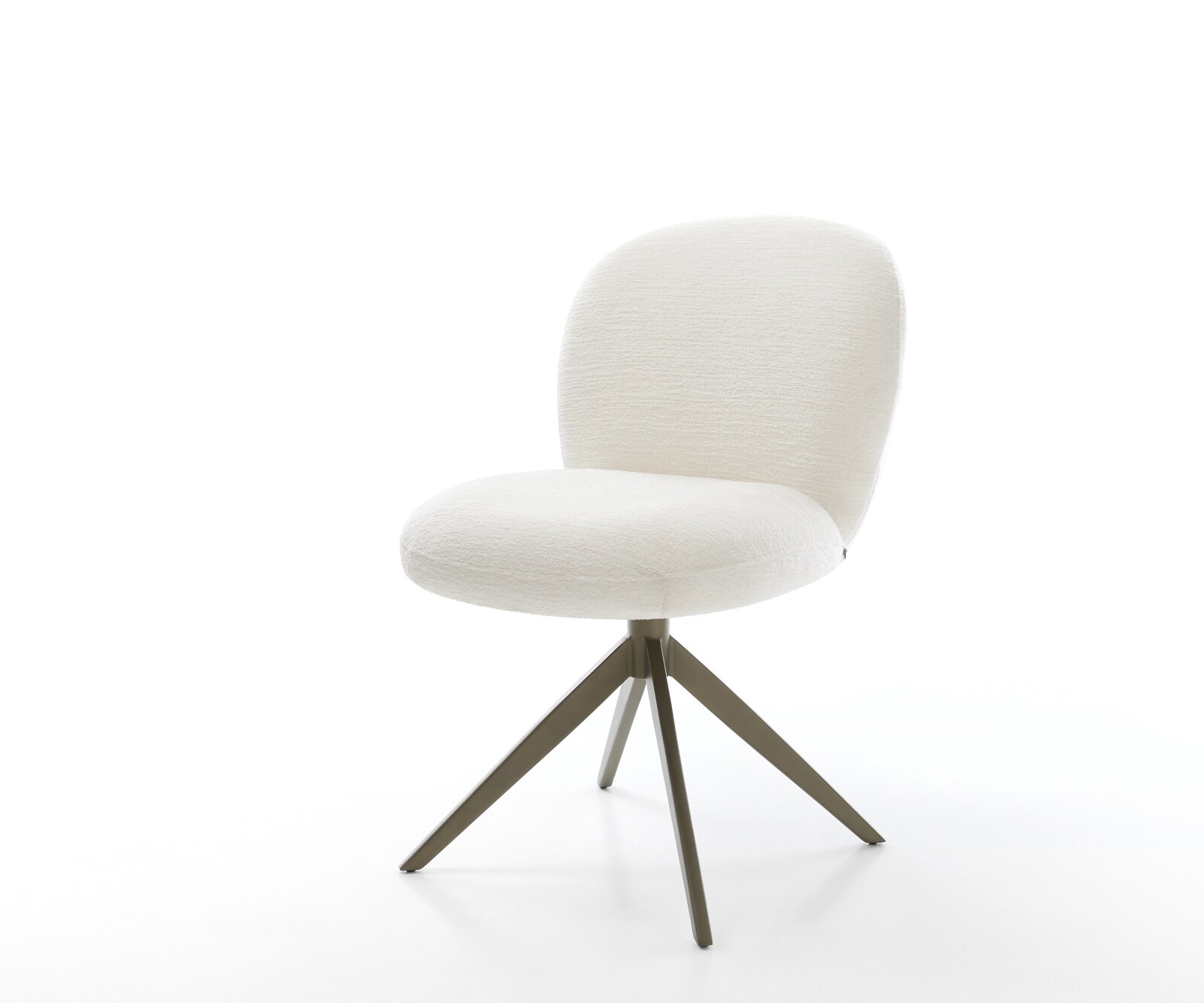 Draaistoel Nube-Flex bouclé zacht beige kruisframe breed afwerking met titanium 360° draaibaar rocker-functie pocketveer kern 1