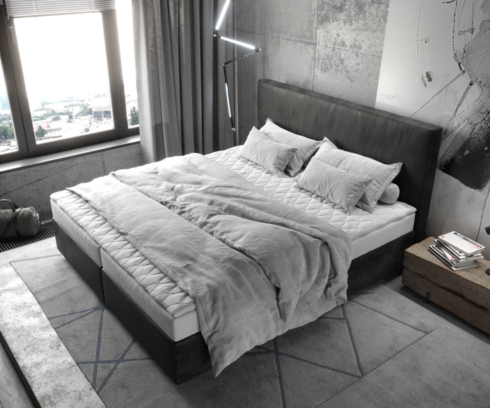 Boxspring-bed Dream-Well 180x200 cm Antraciet Vintage Microvezel stof 3