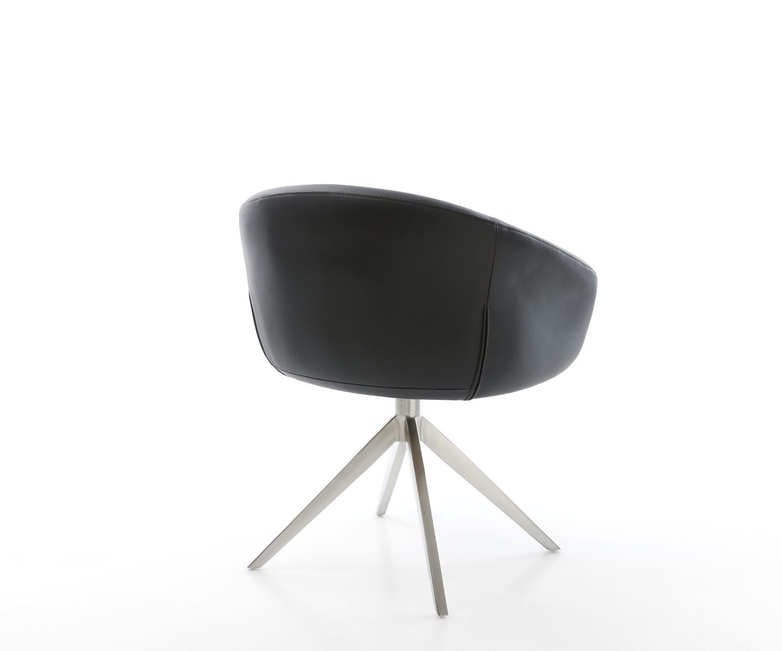 Draaistoel Vinka-Flex met armleuning echt leer zwart kruisframe breed roestvrij staal 360° draaibaar rocker-functie pocketveer kern 4