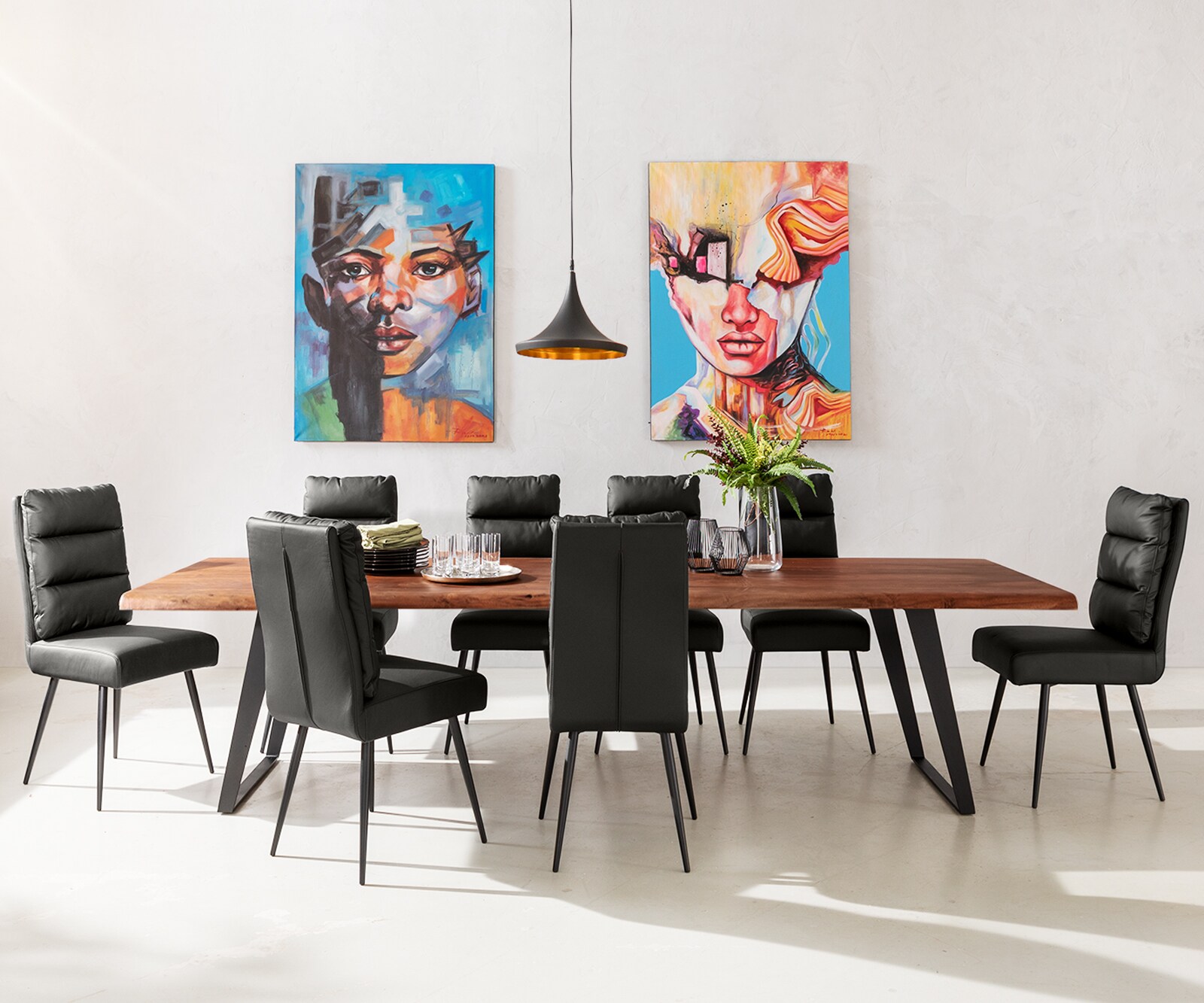 Eettafel Edge 300x100 XL acacia bruin metaal schuin Live-Edge 2