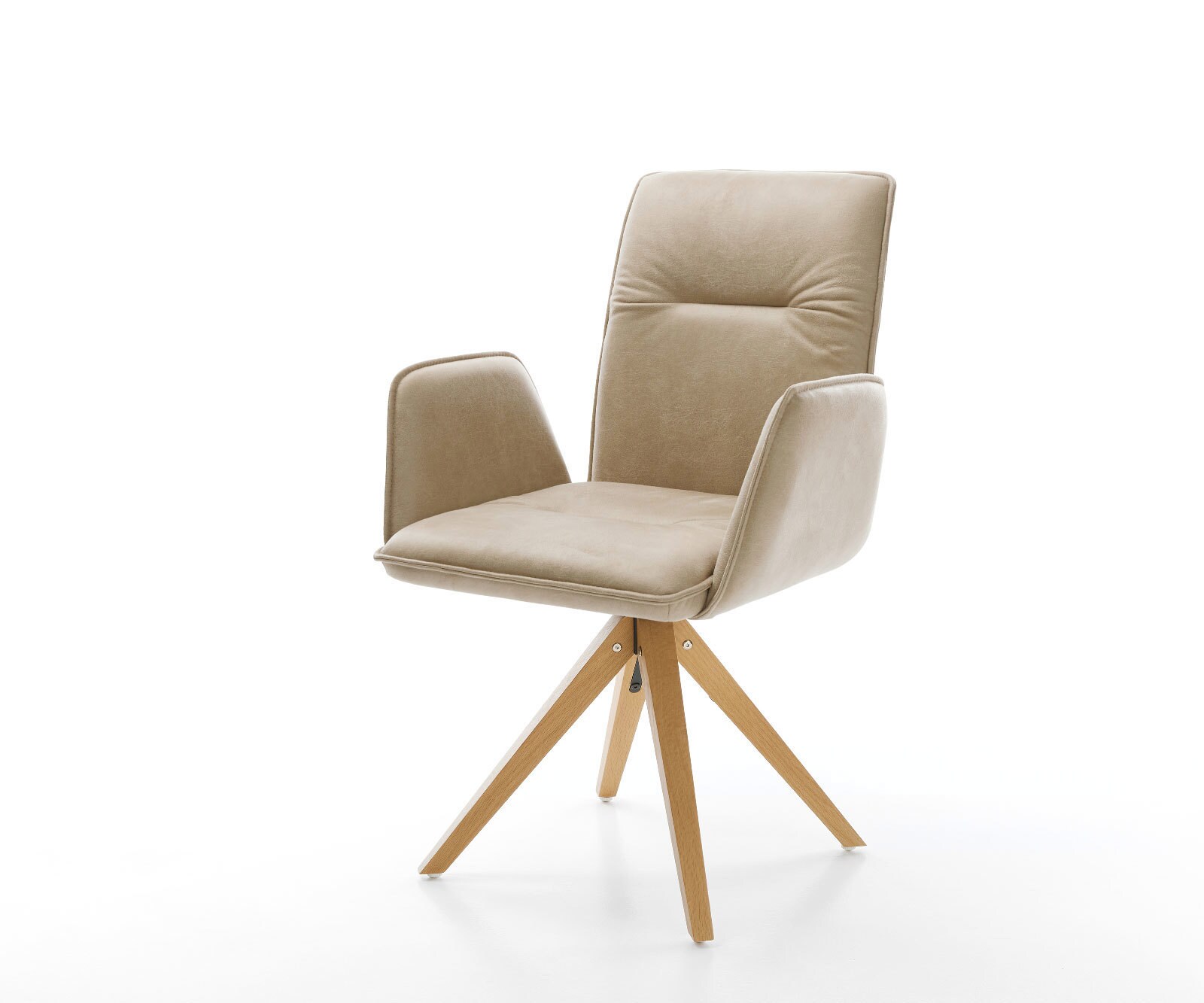 Eetkamerstoel Vinja-Flex microvelours beige vintage houten frame hoekig natuur