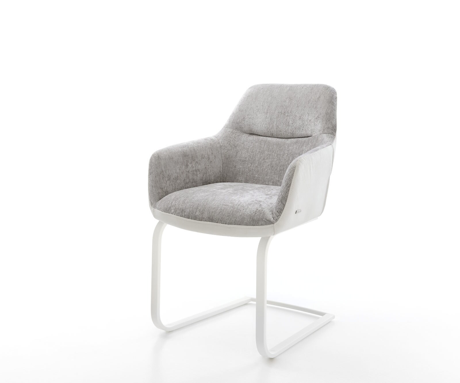 Sledemodel Pejo-Flex materiaalmix echt leer wit-zilver grijs sledemodel vlak wit pocketveer kern