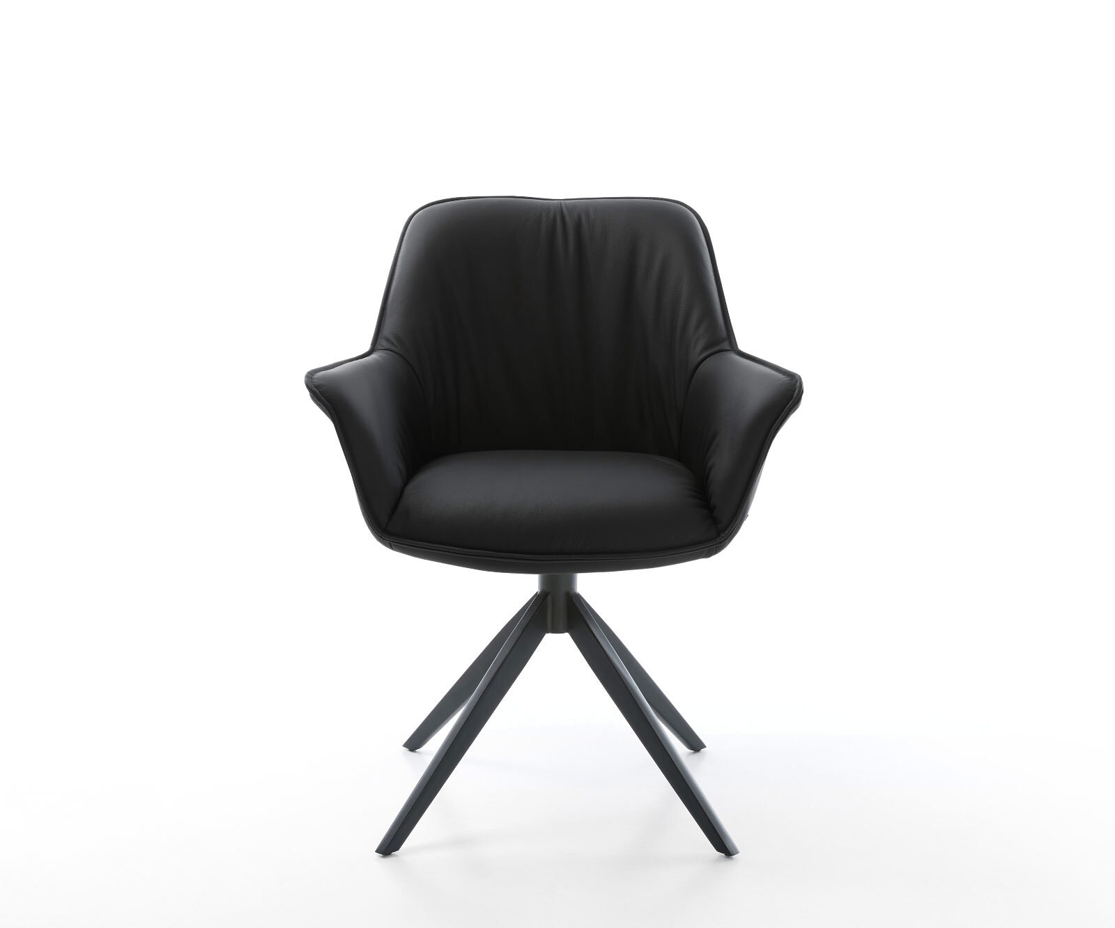 Draaistoel Keila-Flex met armleuning echt leer zwart kruisframe breed zwart 360° draaibaar rocker-functie 1