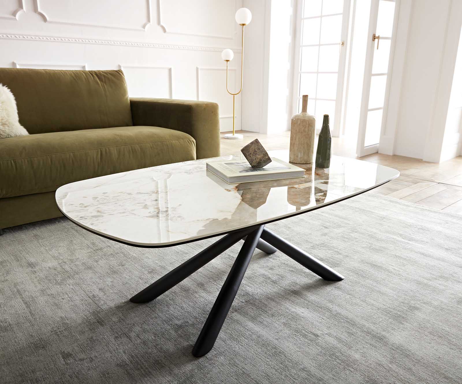 Salontafel Sarita 120x70 cm keramiek Minas Melange wit-beige onderstel metaal zwart 4 Salontafel Sarita 120x70 cm keramiek Minas Melange wit-beige onderstel metaal zwart 4