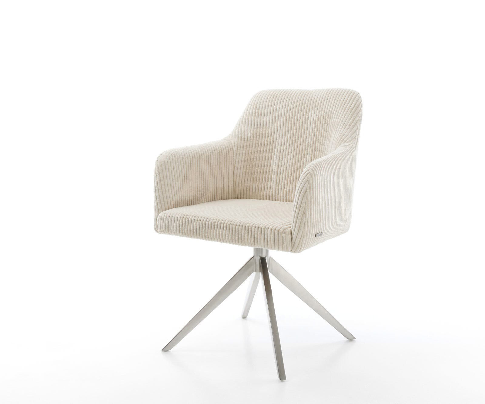 Draaistoel Greg-Flex koord beige kruisframe breed roestvrij staal 360° draaibaar rocker-functie pocketveer kern
