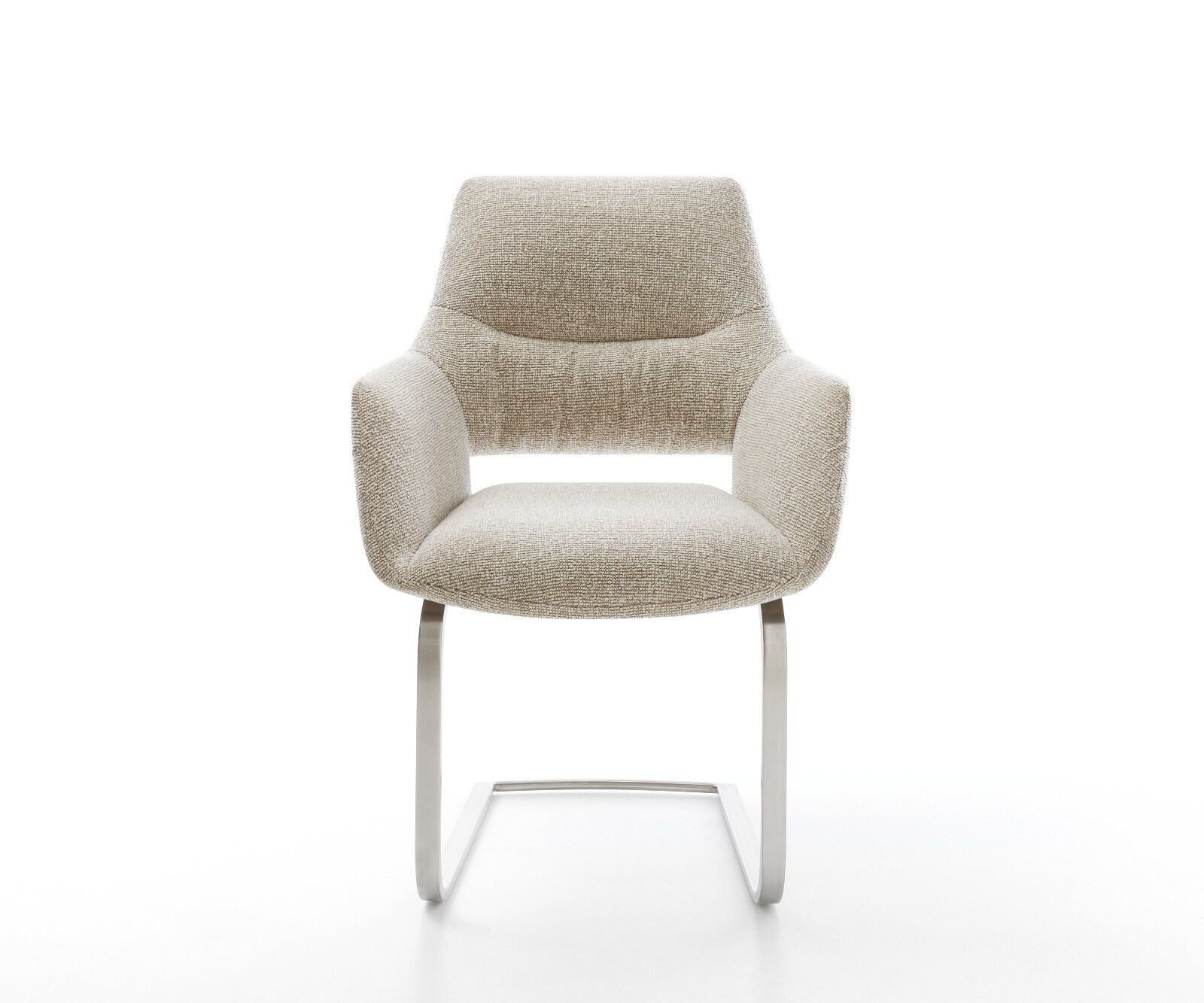 Sledemodel Yago-Flex met armleuning geweven stof beige sledemodel vlak roestvrij staal pocketveer kern 2