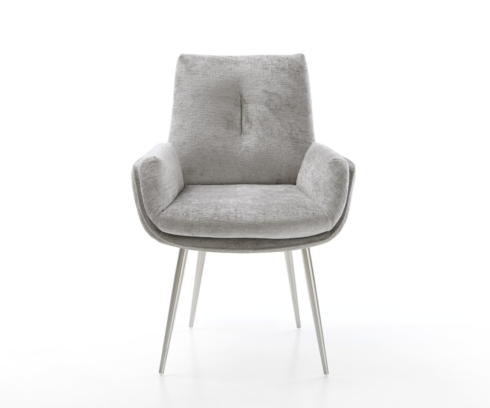 Eetkamerstoel Clea-Flex chenille zilver grijs 4-poot conisch roestvrij staal 1 Eetkamerstoel Clea-Flex chenille zilver grijs 4-poot conisch roestvrij staal 1