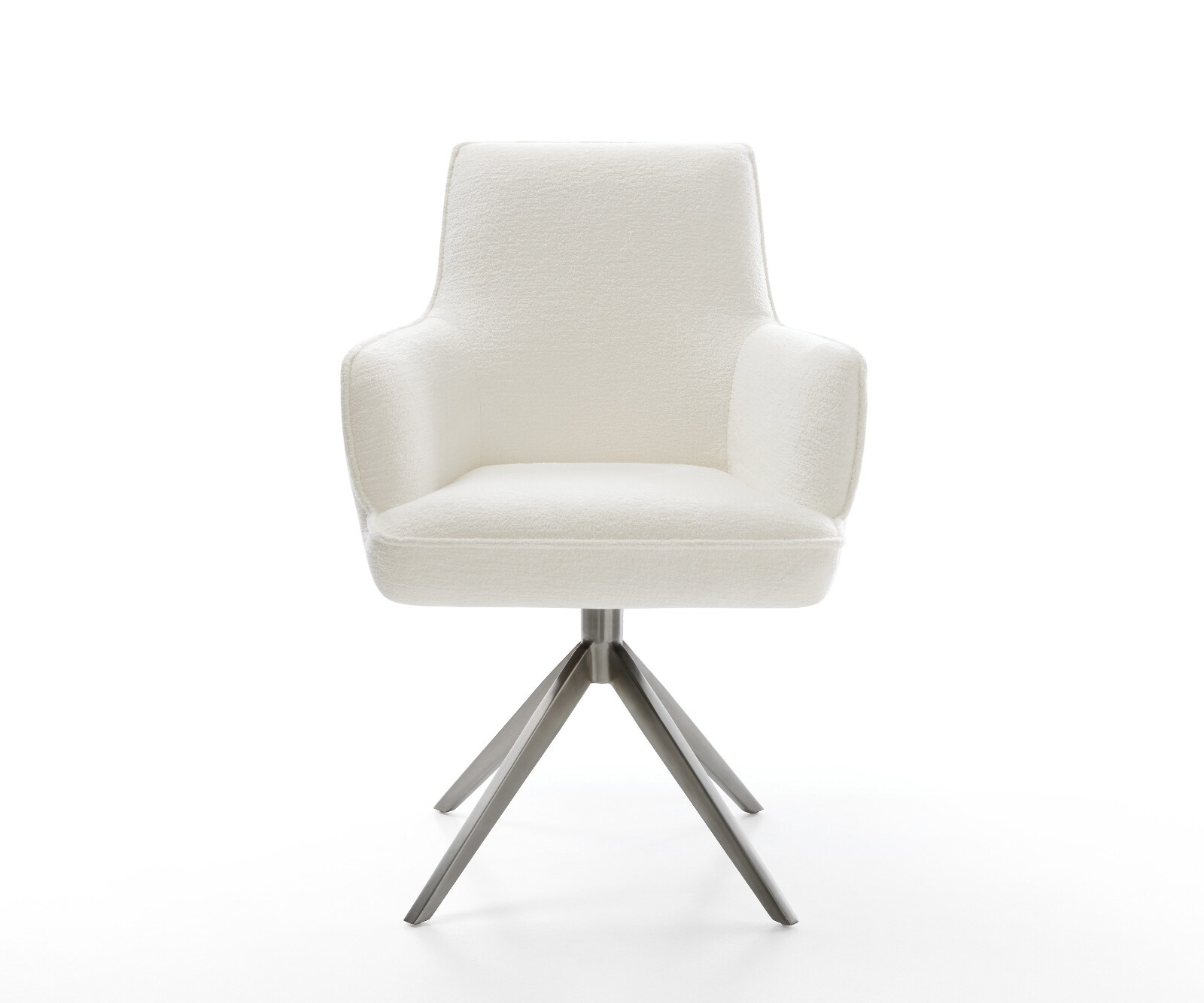 Draaistoel Heira-Flex met armleuning bouclé zacht beige kruisframe breed grafiet 360° draaibaar rocker-functie pocketveer kern 2