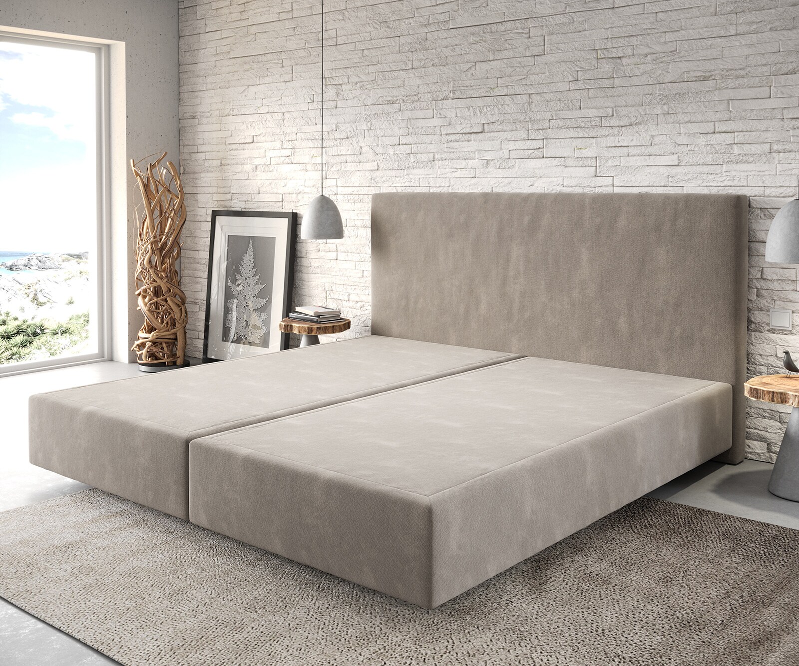 Boxspringbed Dream-Well microvezel beige 200x200 cm