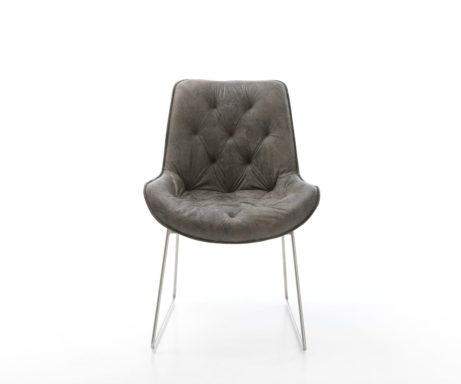 Eetkamerstoel Taimi-Flex microvelours grijs antiek slipframe roestvrij staal 2 Eetkamerstoel Taimi-Flex microvelours grijs antiek slipframe roestvrij staal 2