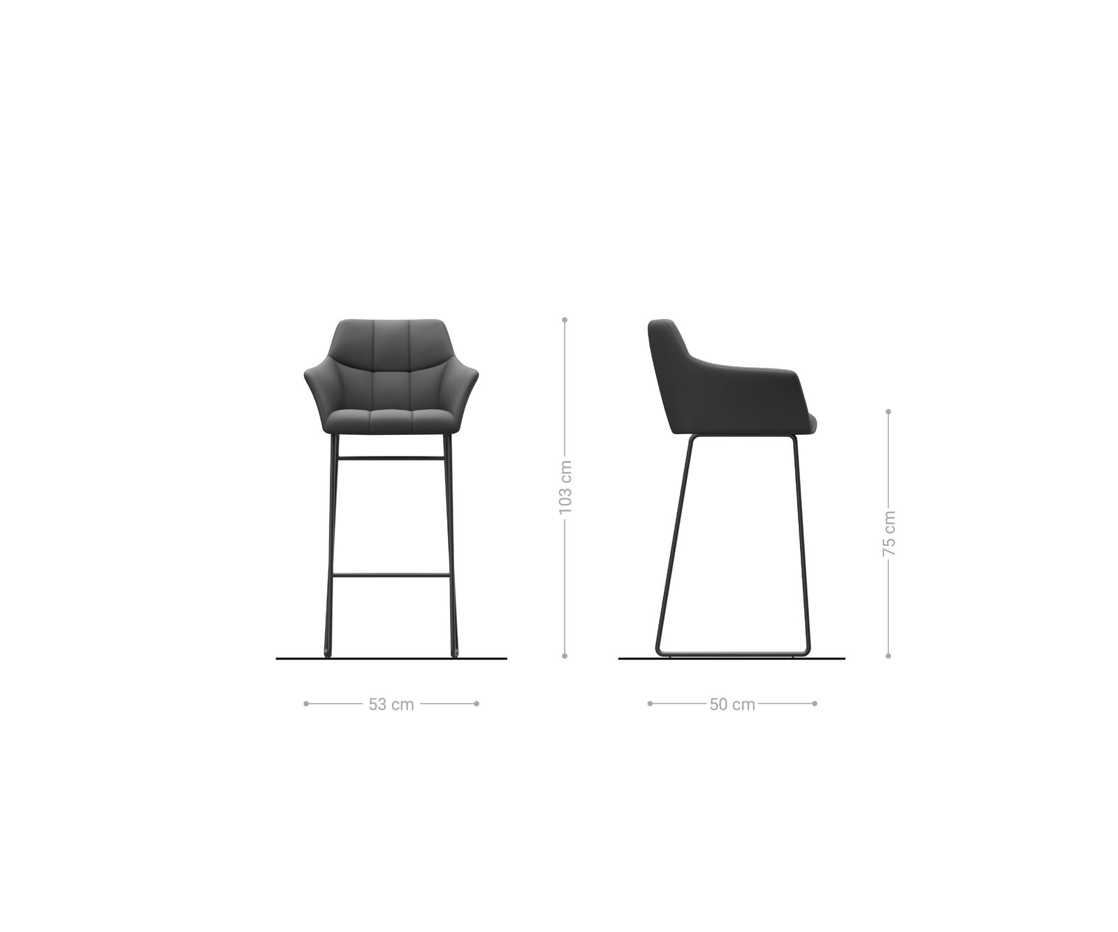 Barstoel Yulo-Flex vintage antraciet slipframe metaal 6