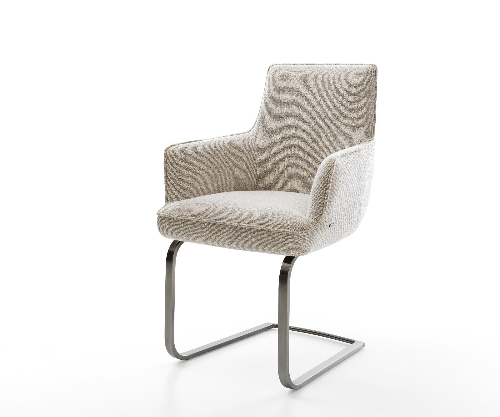 Sledemodel Heira-Flex met armleuning geweven stof beige sledemodel vlak grafiet pocketveer kern 1