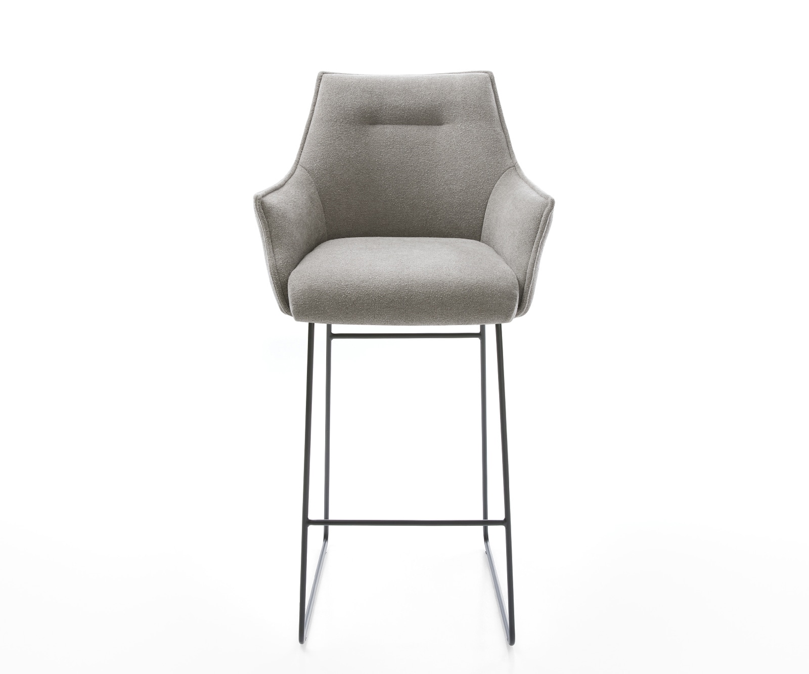 Barstoel Alja-Flex Zachte stof met structuur Grijs Sledeonderstel metaal zwart Zwart Pocketvering 2