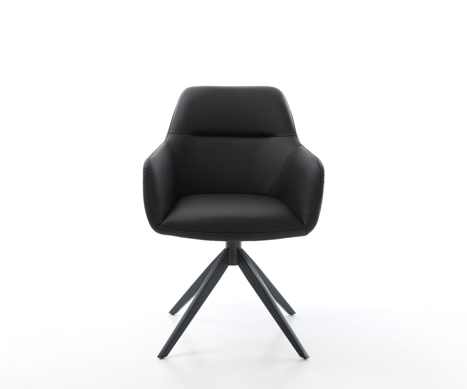 Draaistoel Pejo-Flex echt leer zwart kruisframe breed zwart 360° draaibaar rocker-functie pocketveer kern 1