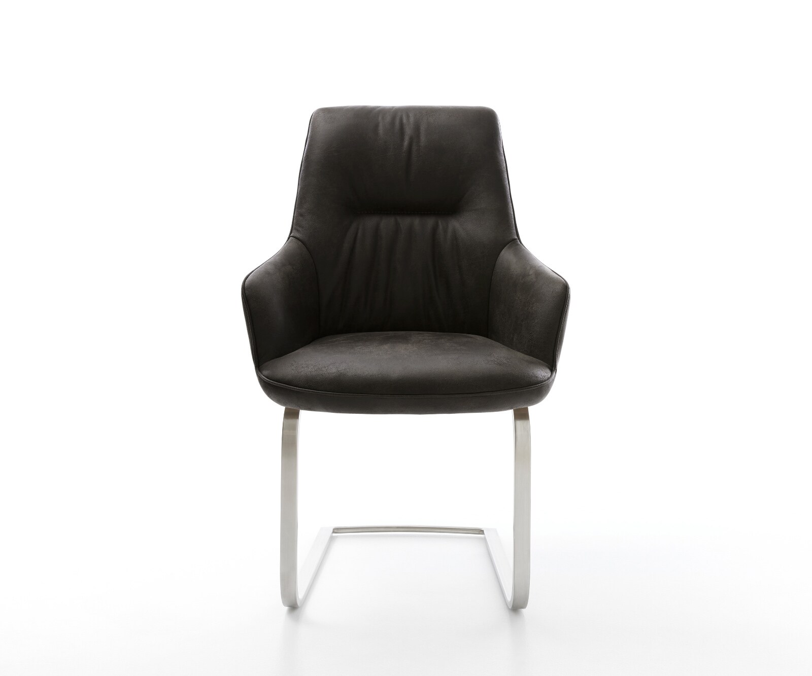 Sledemodel Zelia-Flex met armleuning microvelours antraciet vintage sledemodel vlak roestvrij staal pocketveer kern 2