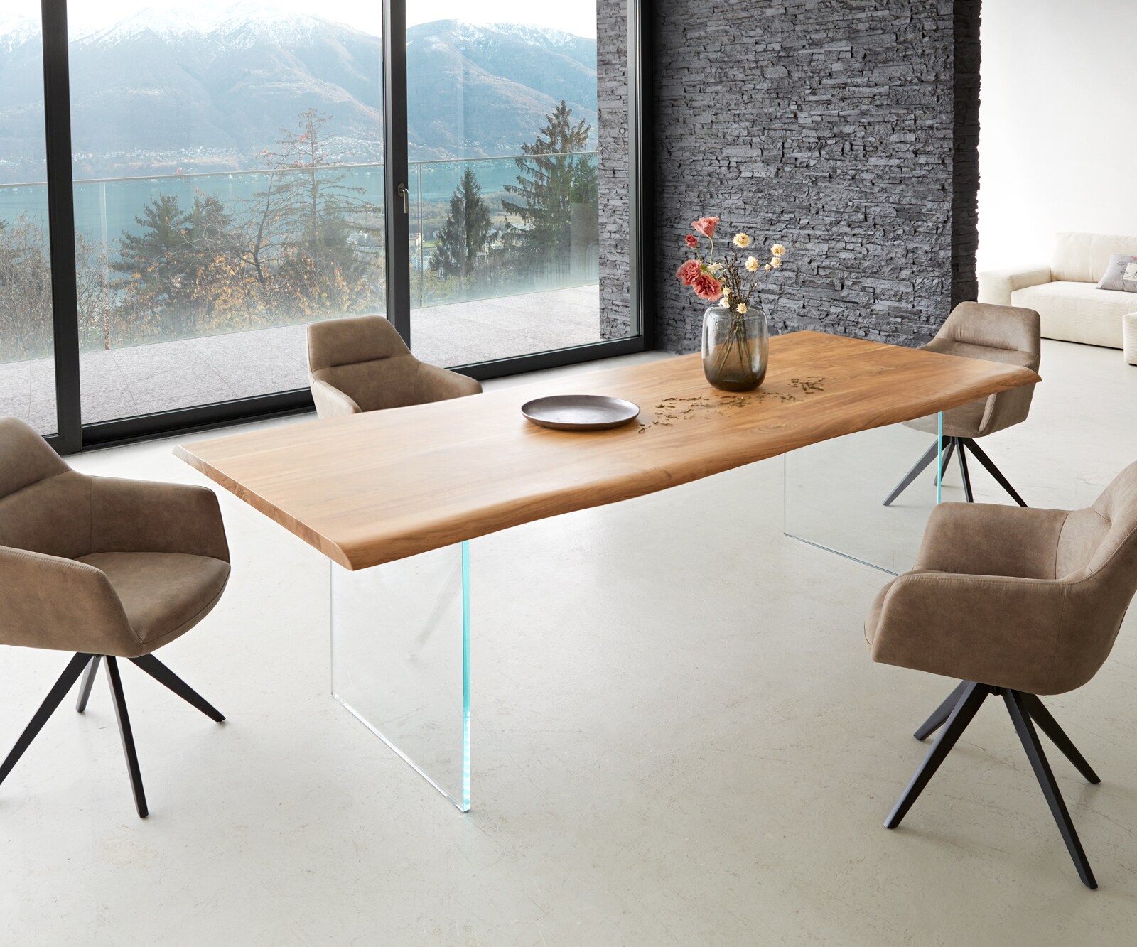 Eettafel Edge 260x100 acacia natuur glas Live-Edge 6