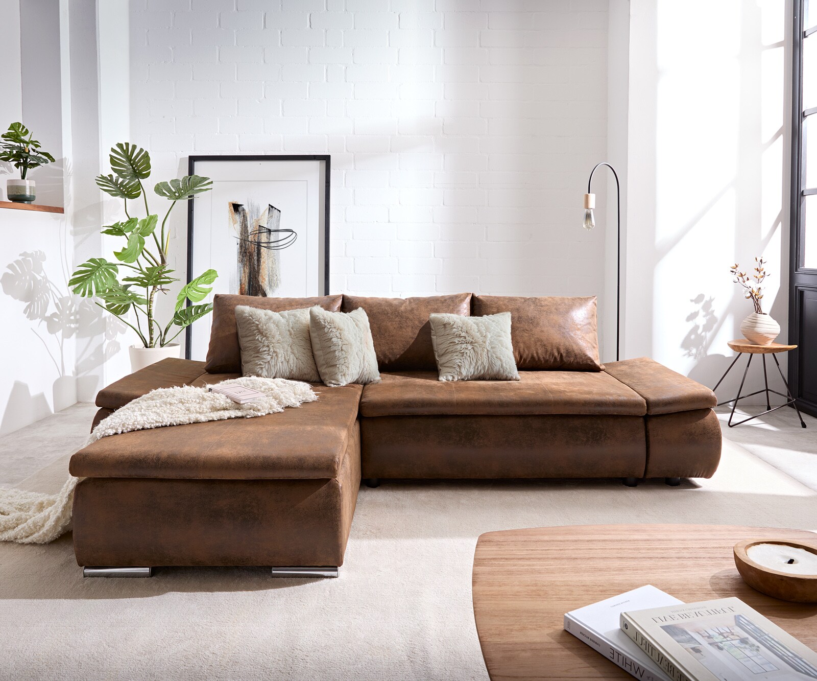 Hoekbank Abilene 260x175 cm bruin ottomane variabele 1