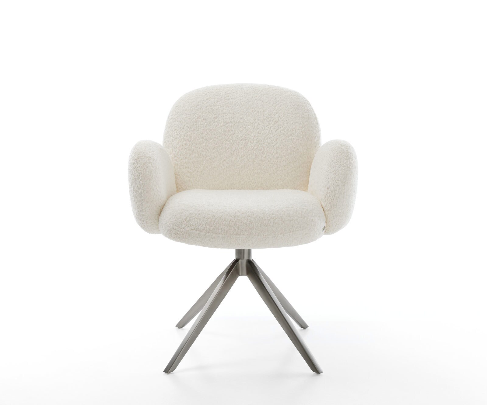 Draaistoel Nube-Flex met armleuning bouclé wit kruisframe breed grafiet 360° draaibaar rocker-functie pocketveer kern 1
