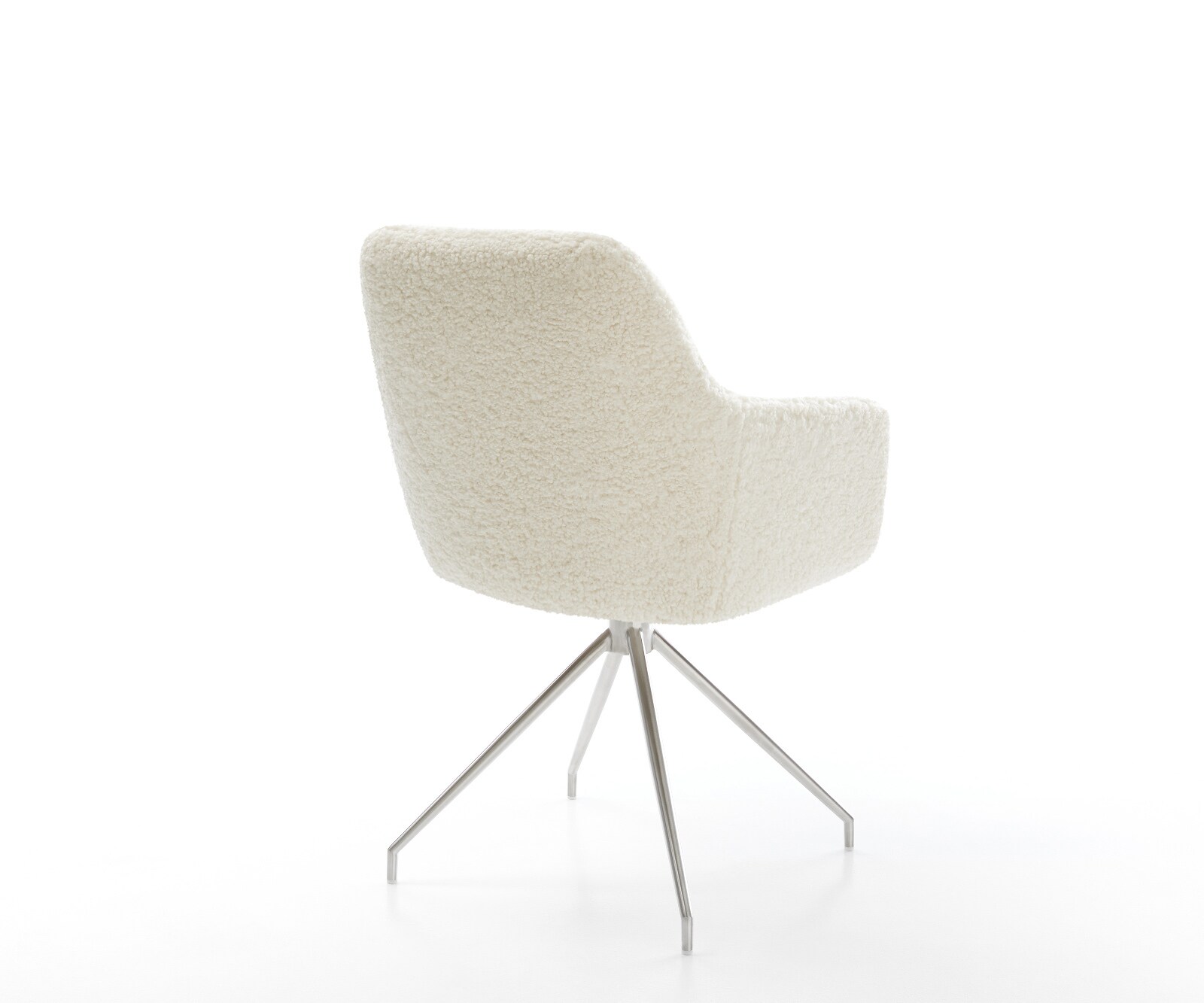 Eetkamerstoel Pejo-Flex teddy beige kruisframe conisch roestvrij staal pocketveer kern 5