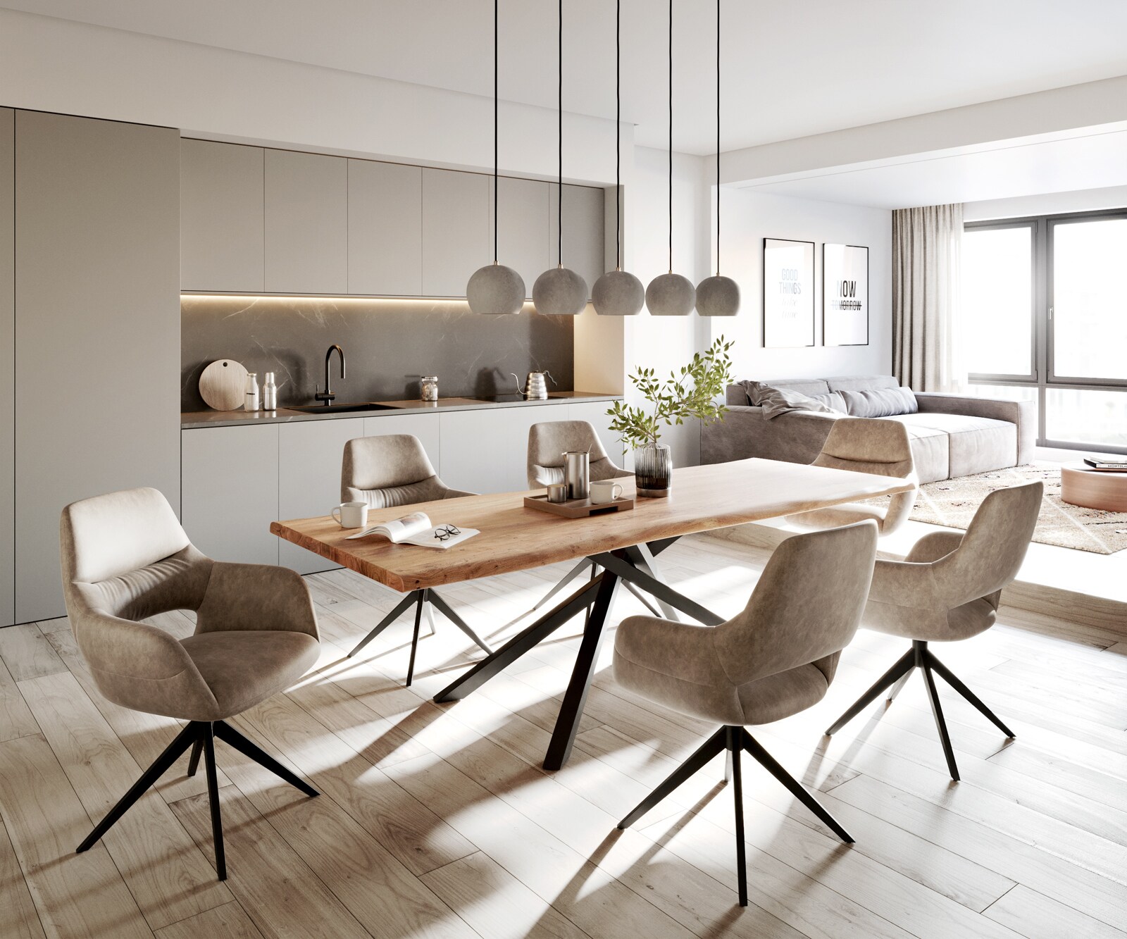 Eetkamerstoel Yago-Flex met armleuning microvelours taupe vintage kruisframe breed zwart pocketveer kern 3 Eetkamerstoel Yago-Flex met armleuning microvelours taupe vintage kruisframe breed zwart pocketveer kern 3