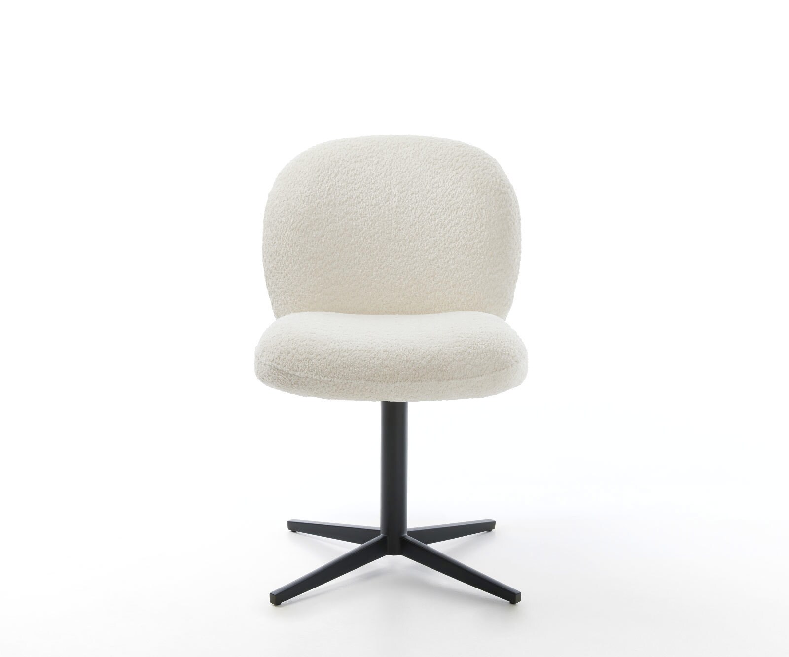 Draaistoel Nube-Flex bouclé wit kruispoot zwart 360° draaibaar pocketveer kern 2