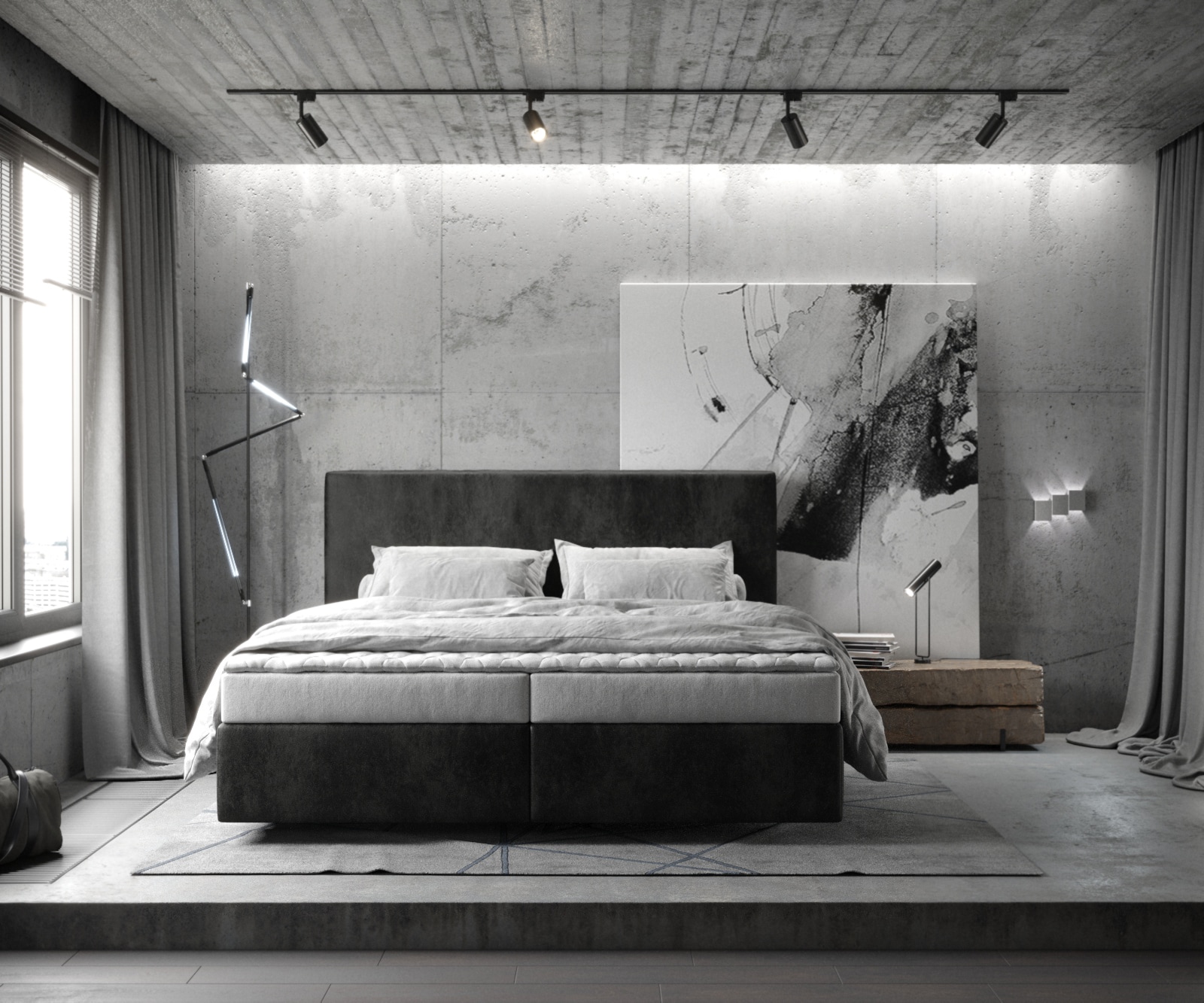 Boxspring-bed Dream-Well 180x200 cm Antraciet Vintage Microvezel stof 1 Boxspring-bed Dream-Well 180x200 cm Antraciet Vintage Microvezel stof 1