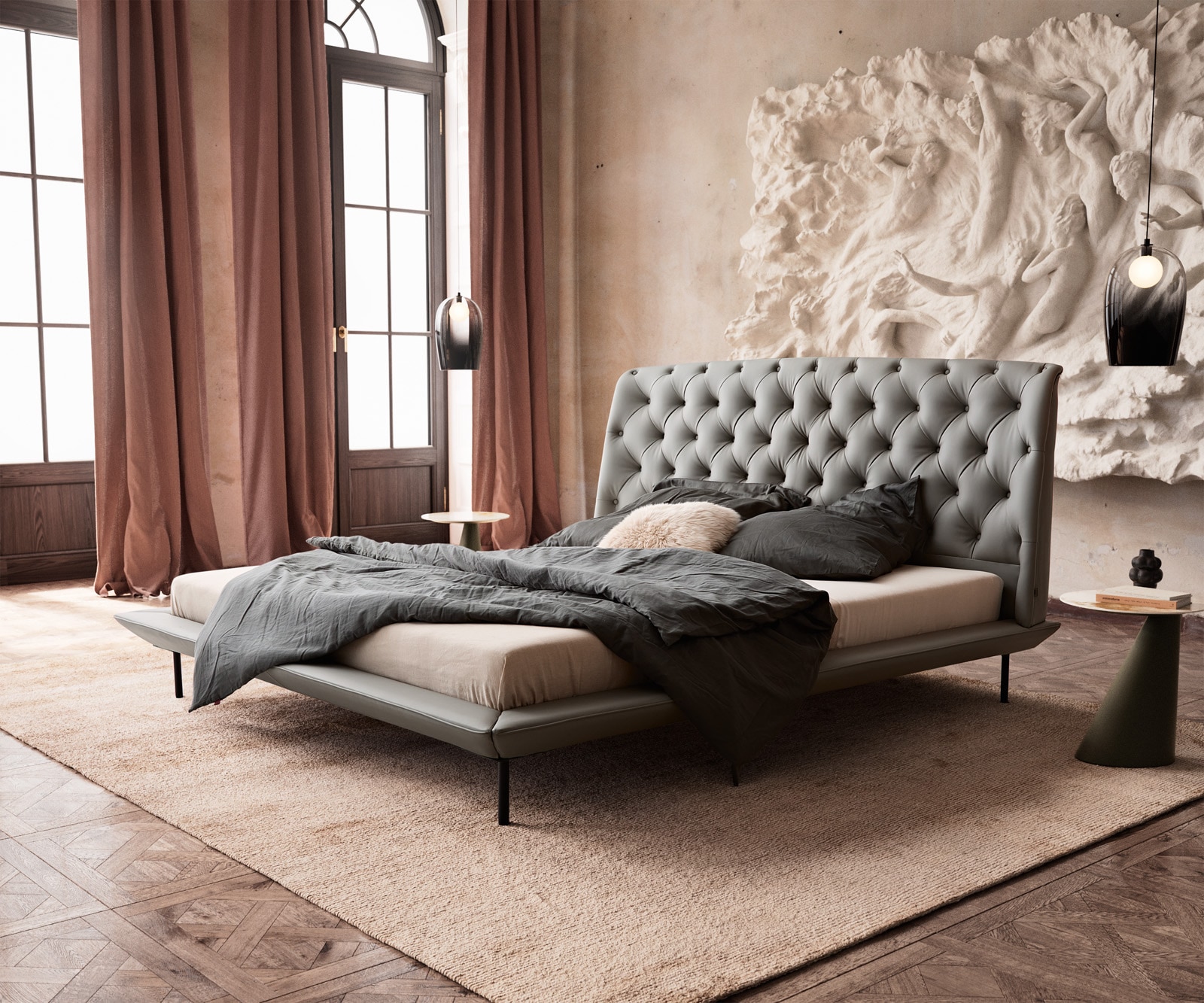 Bedframe Rafinata 180x200 cm kunstleer lichtgrijs 1