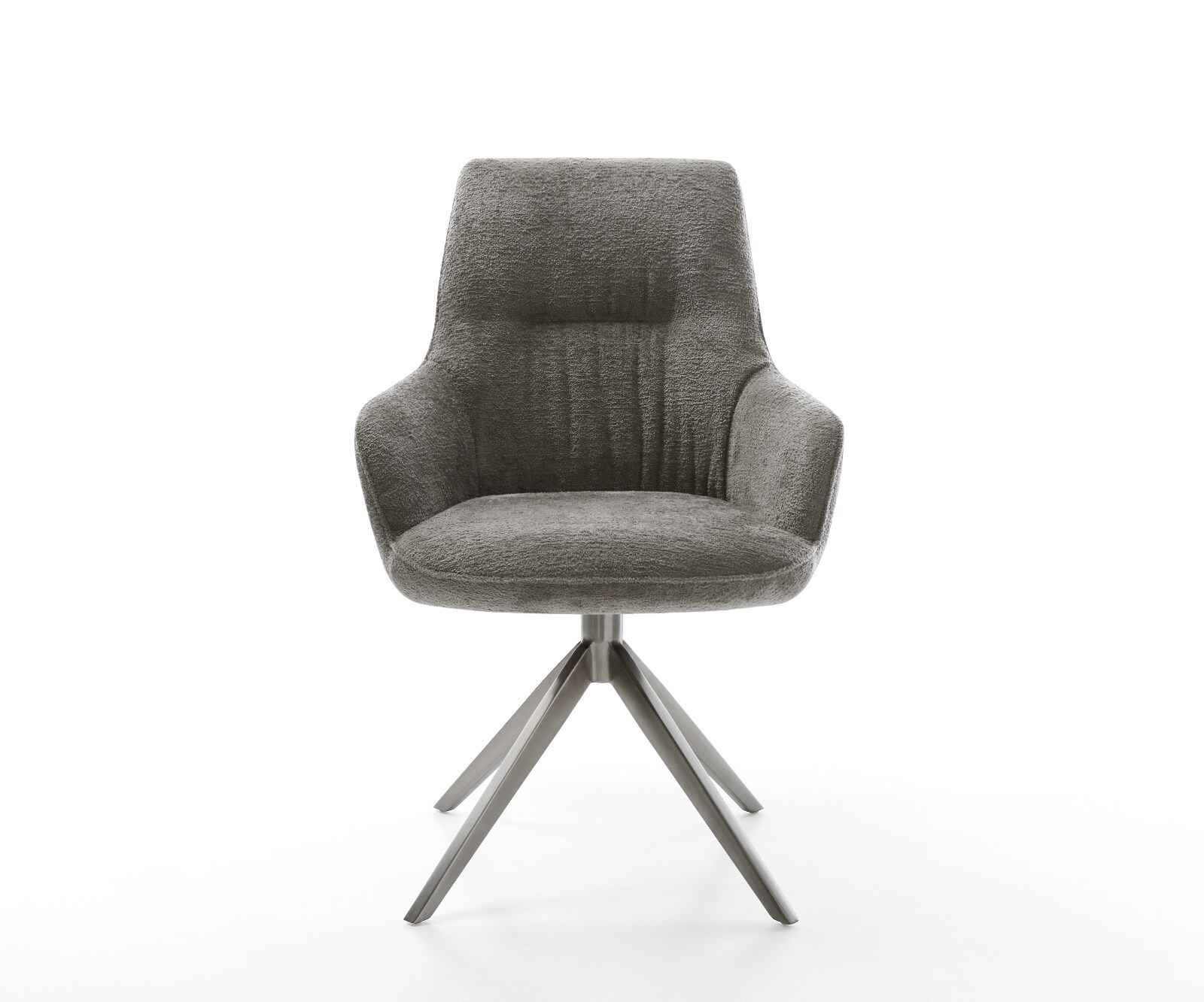 Draaistoel Zelia-Flex met armleuning bouclé zacht mud kruisframe breed grafiet 360° draaibaar rocker-functie pocketveer kern 1