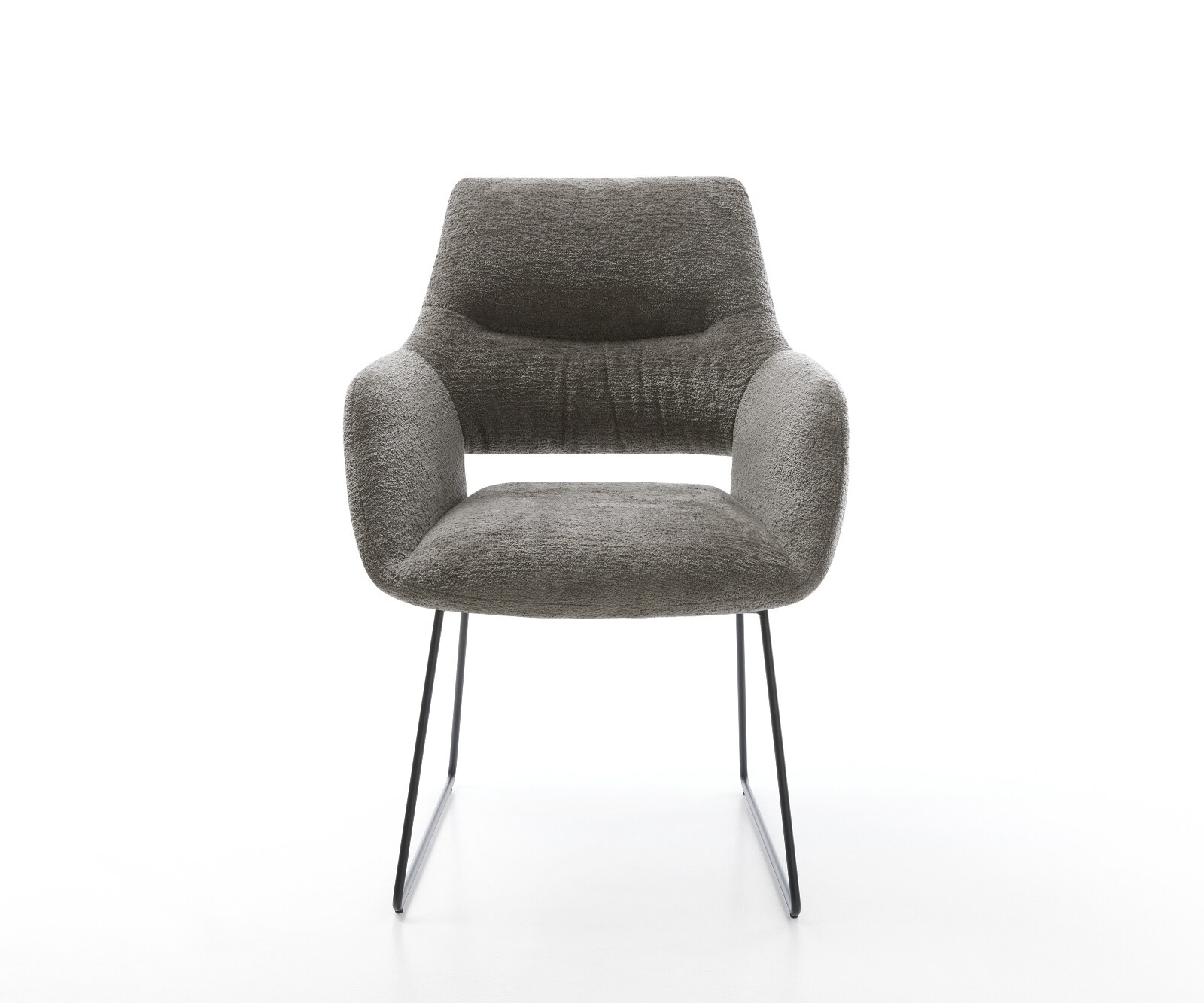 Eetkamerstoel Yago-Flex met armleuning bouclé zacht mud slipframe zwart pocketveer kern 2